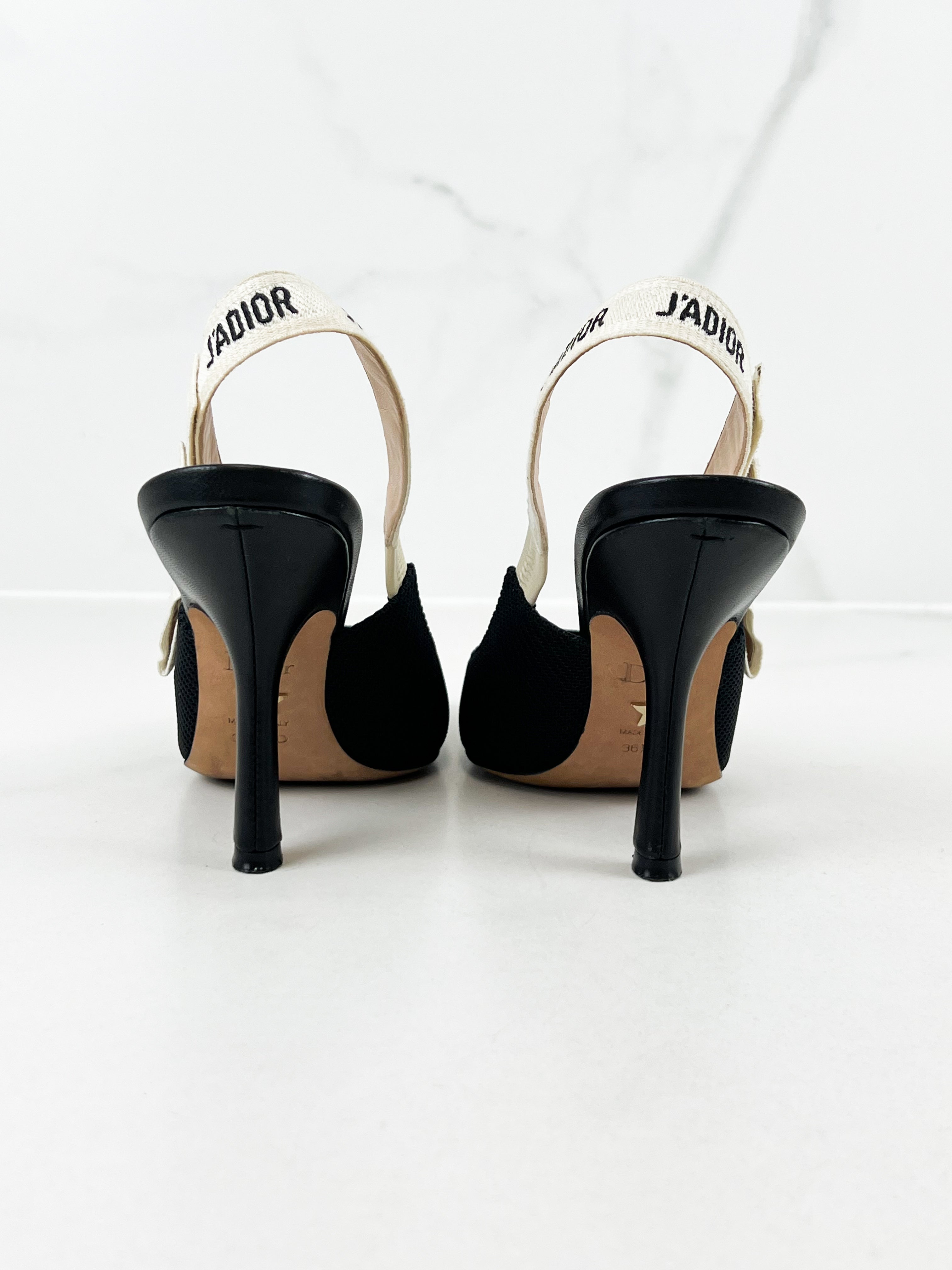 Christian Dior Black Jadior Slingback Heel Size 36.5 D
