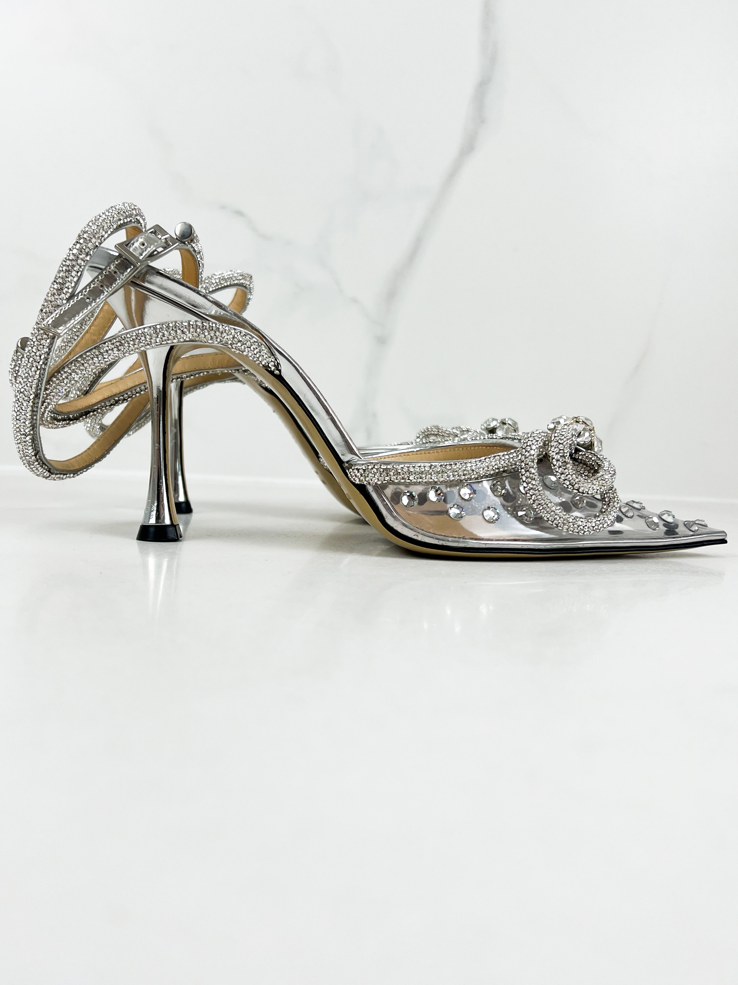 Mach & Mach Double Bow Embellished Crystal Pump