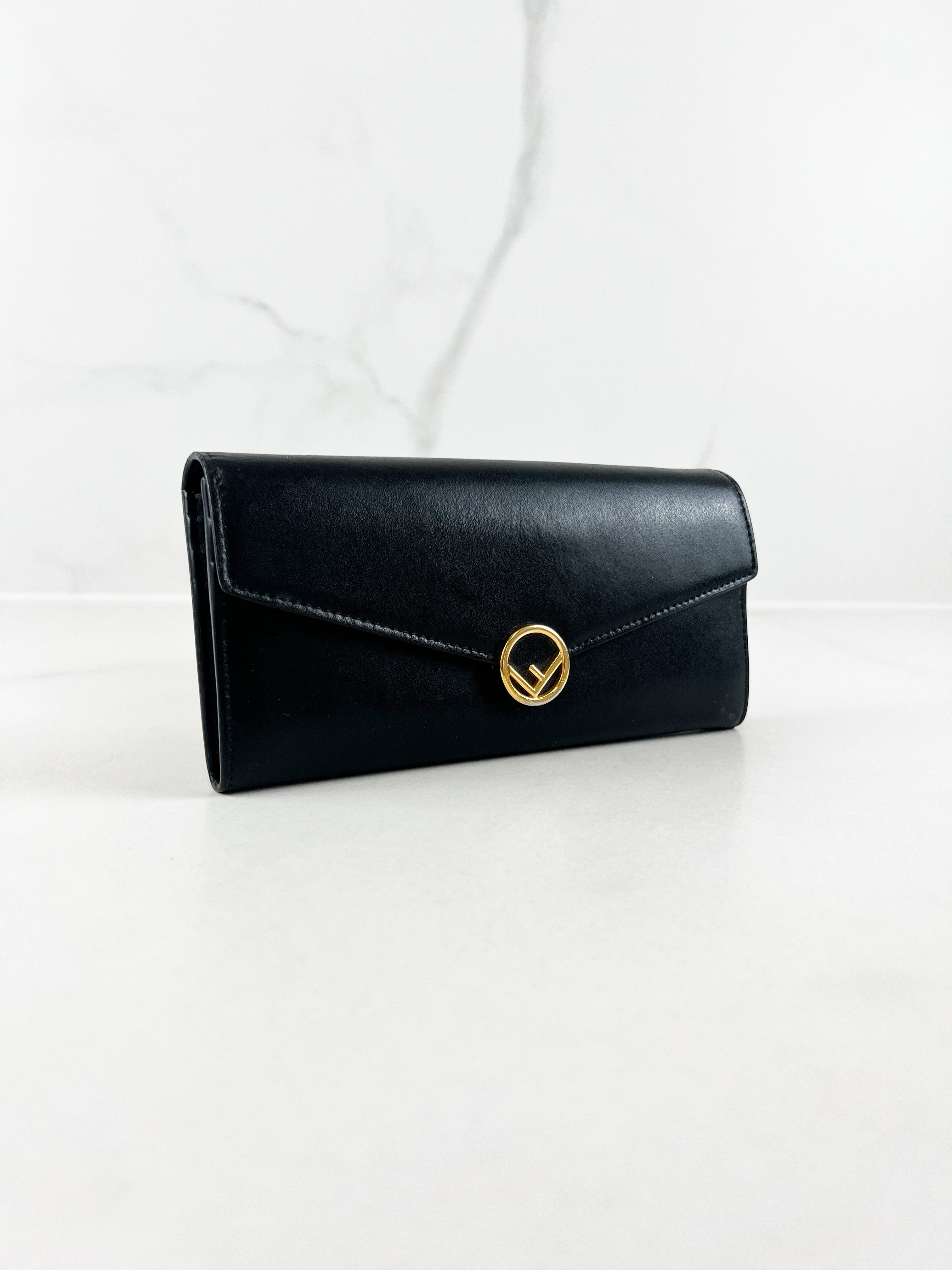 Fendi Black Continental Wallet GHW