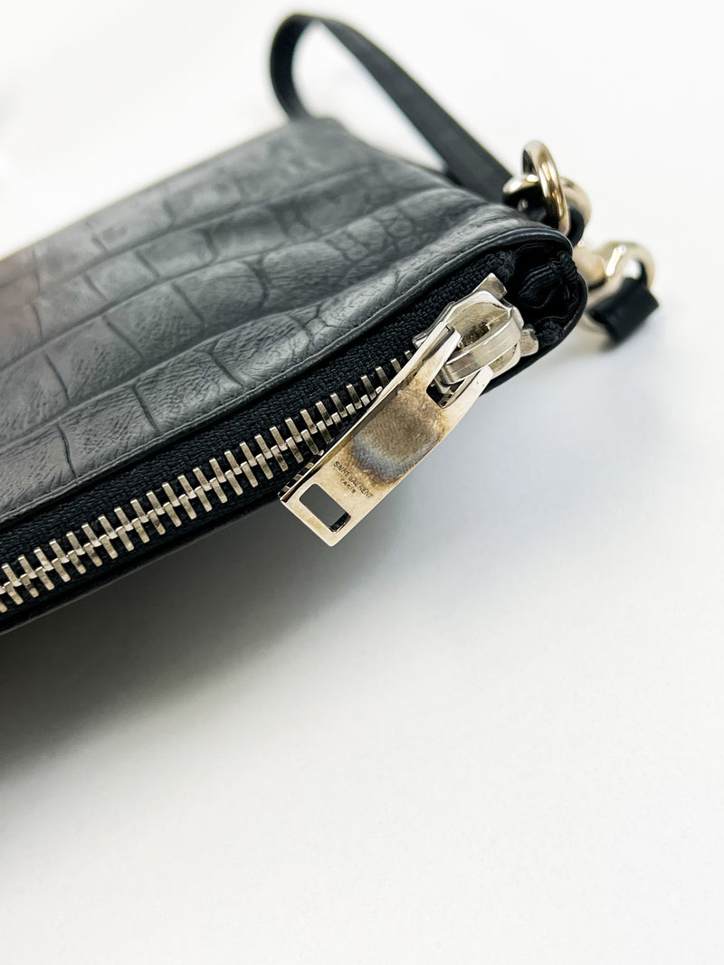 Saint Laurent Croc Pouch with SHW