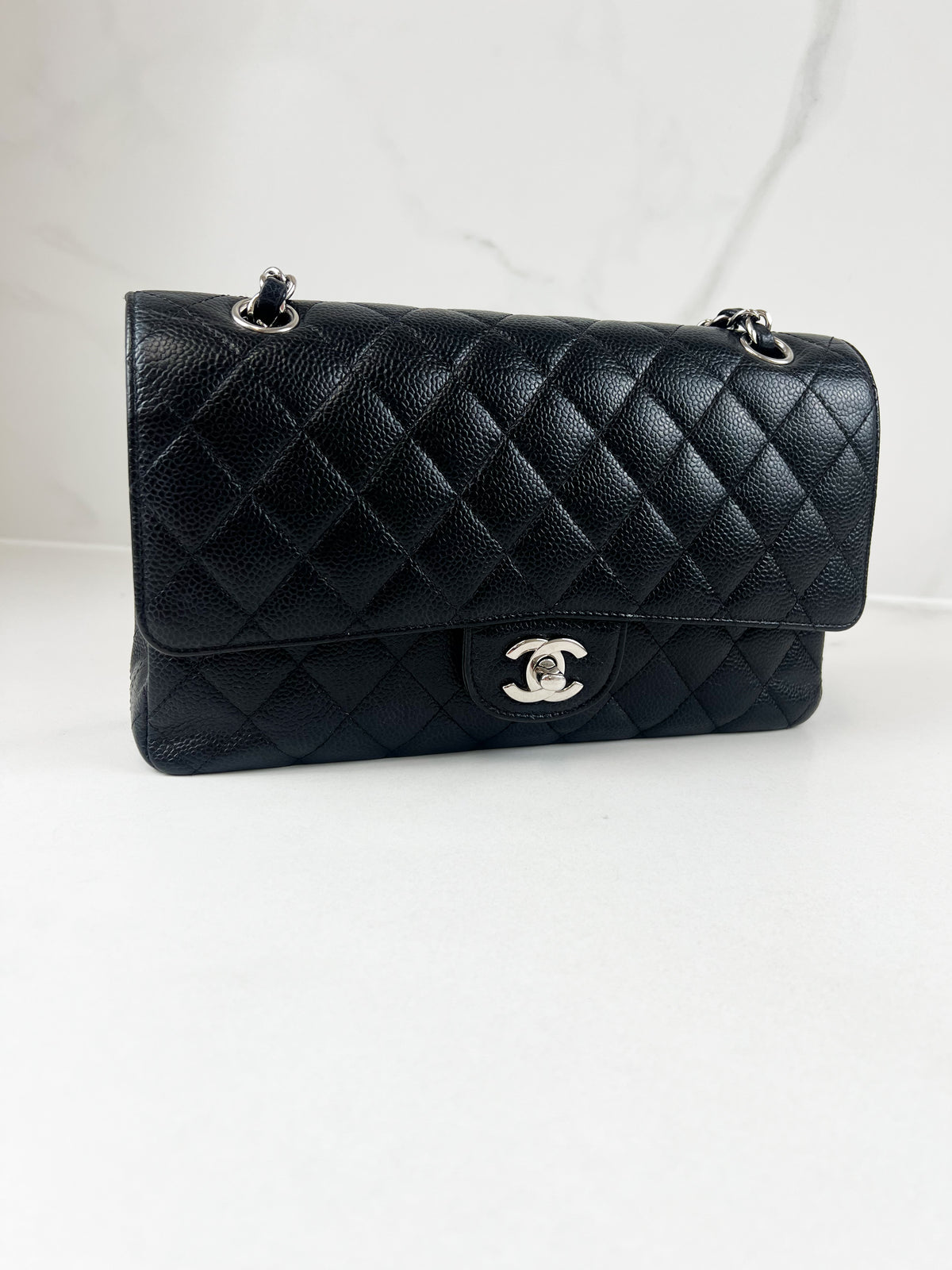 Chanel CC Medium Caviar Black Classic Double Flap Shoulder Bag