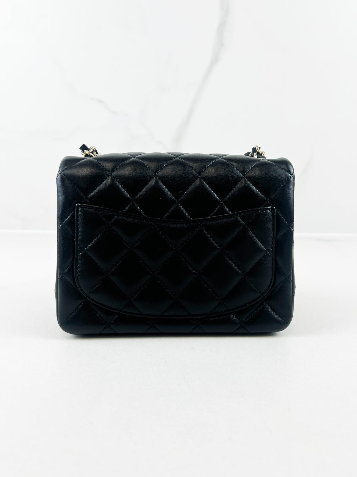 Chanel Mini Square in Black Lambskin with Champagne Hardware