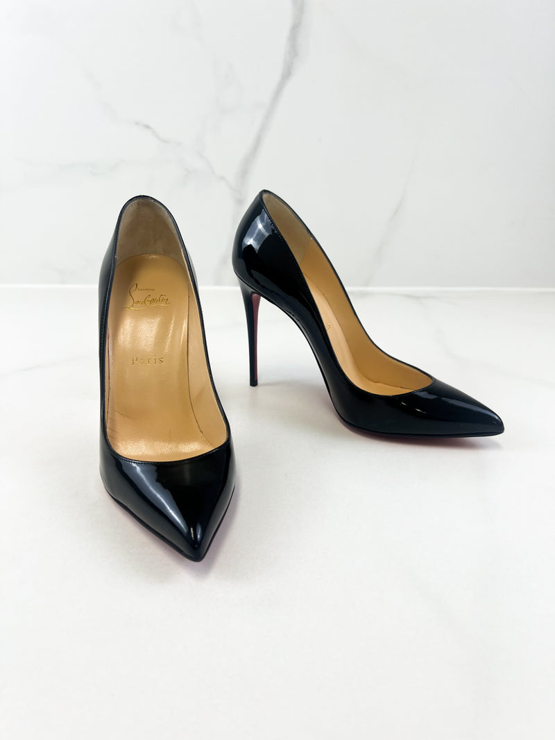 Christian Louboutin Black Patent Pigalle Follies 100mm Size 38