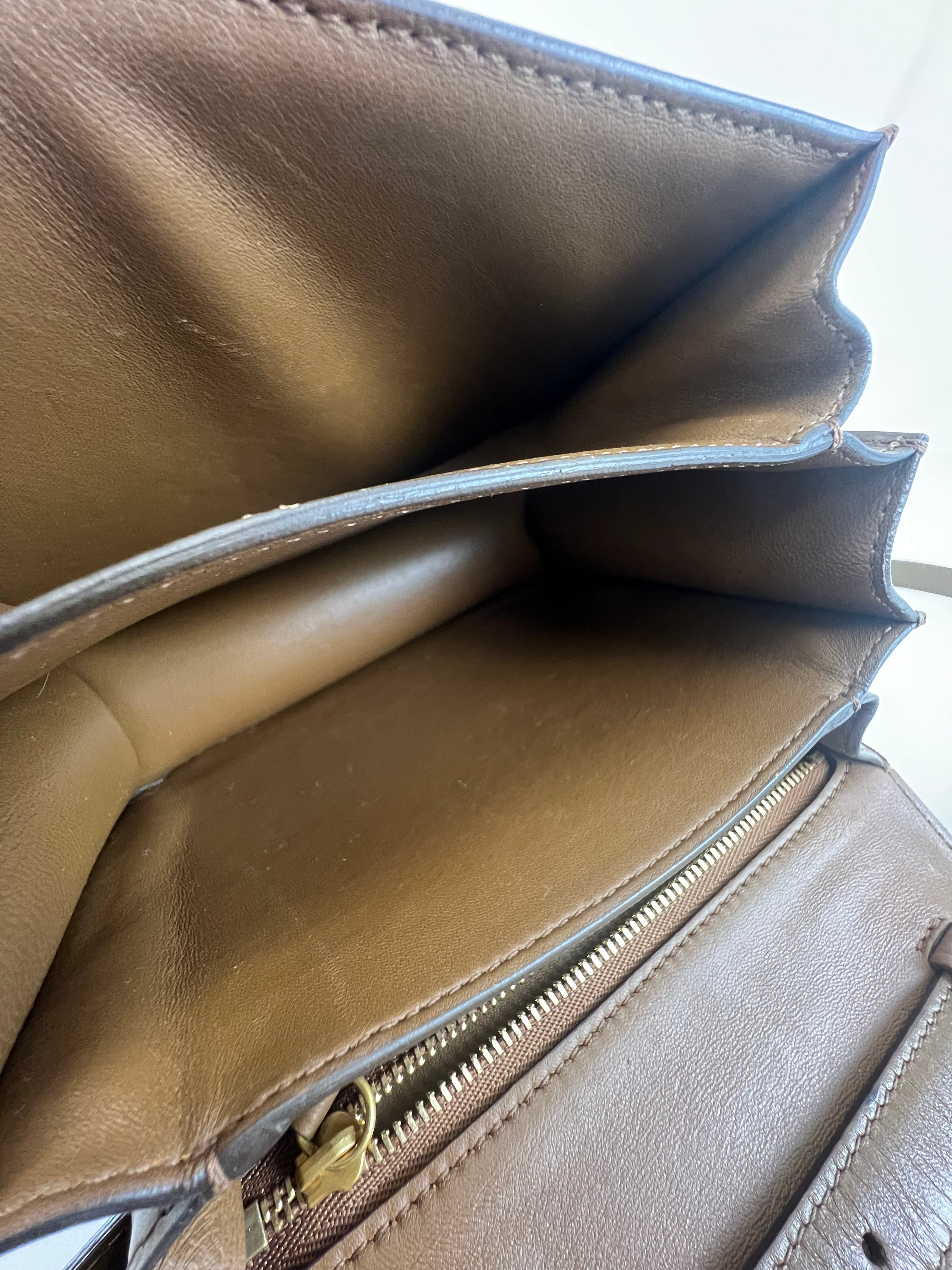 Celine Small Classic Box Flap Bag in Brown Leather