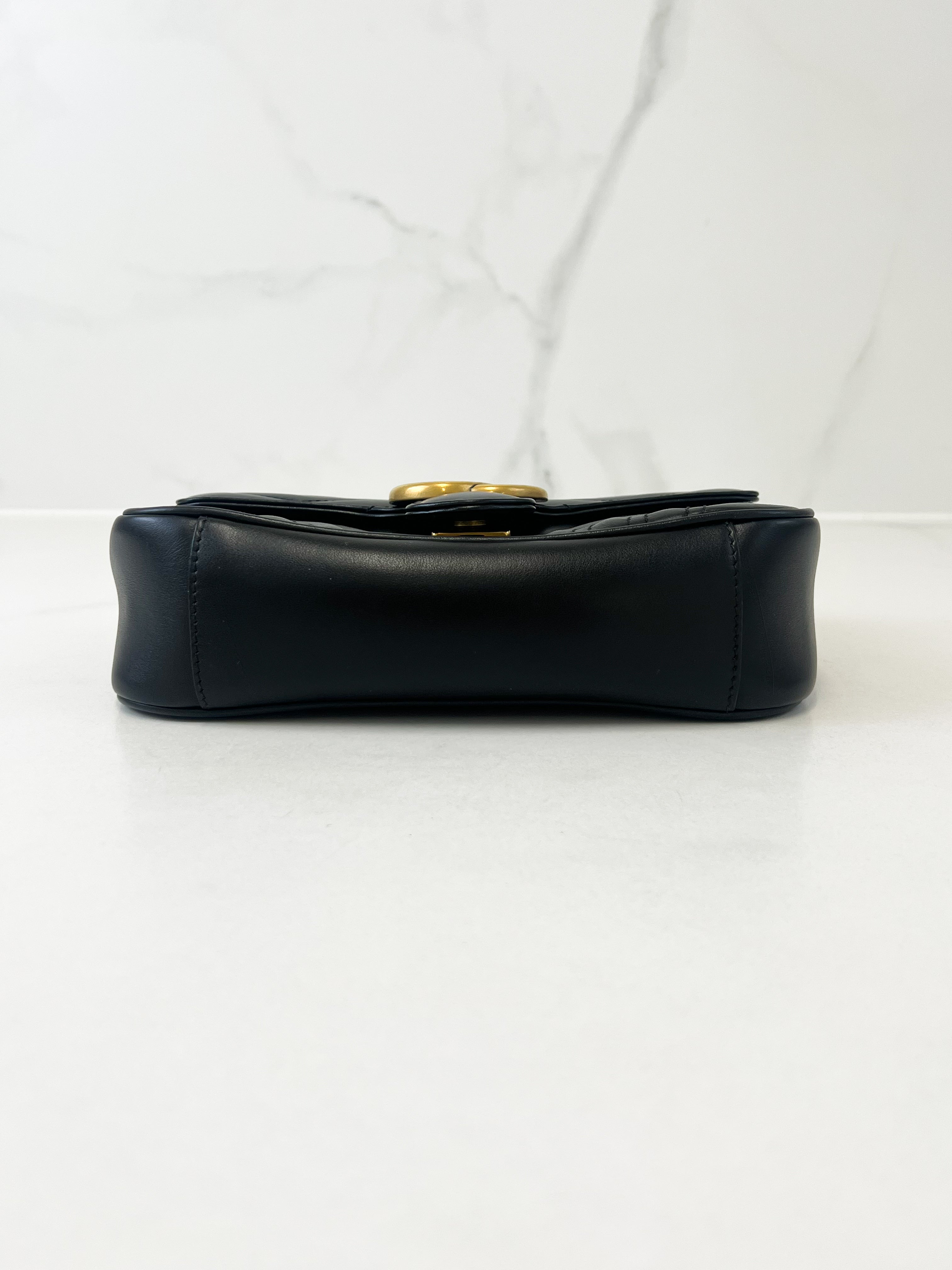 Gucci Black GG Marmont Matelasse Mini Flap Shoulder Bag