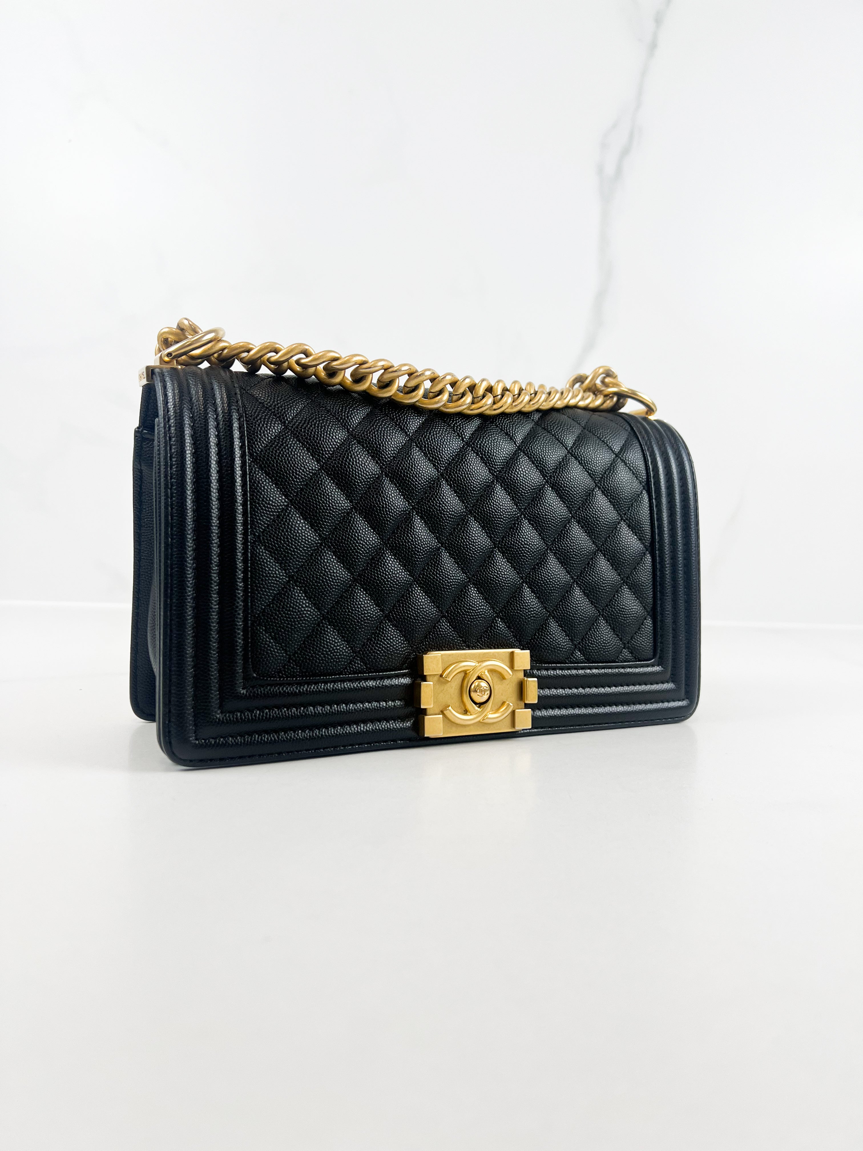 Chanel Black Old Medium Caviar Boy Bag GHW