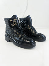 Chanel Quilted Combat Boot Size 39