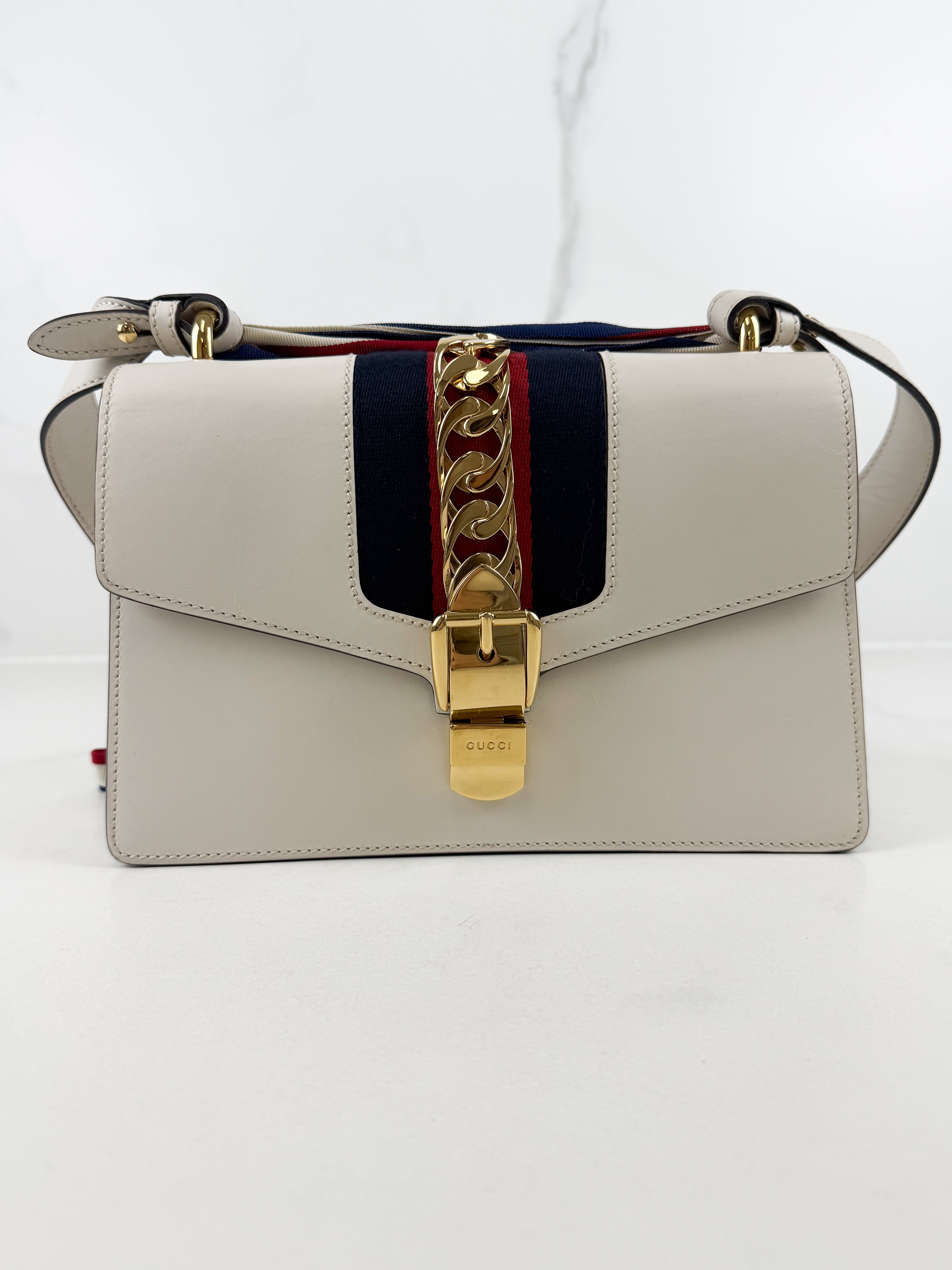 Gucci Small Sylvie White Shoulder Bag