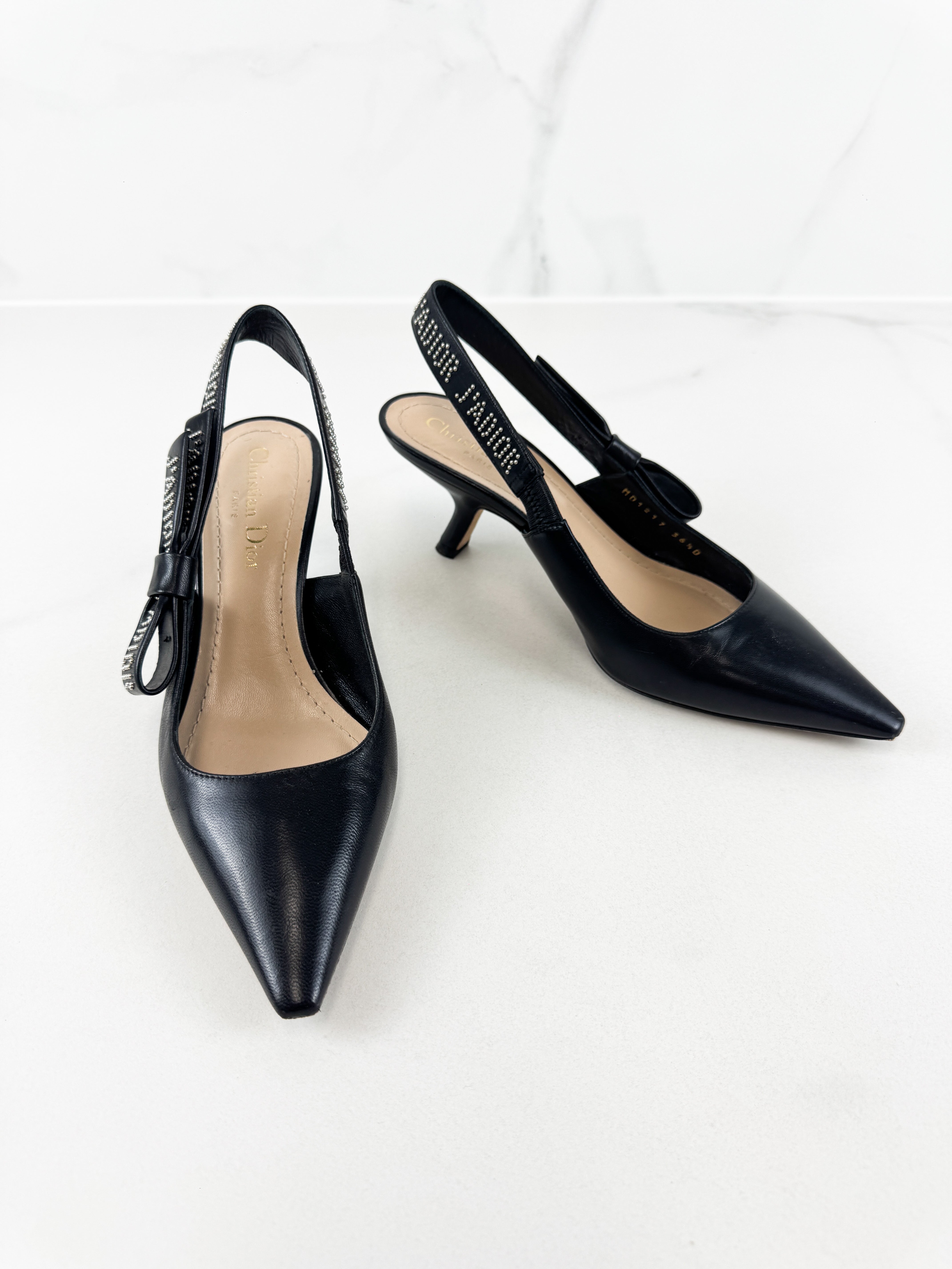 Christian Dior Black Jadior Slingback Heel Size 36.5
