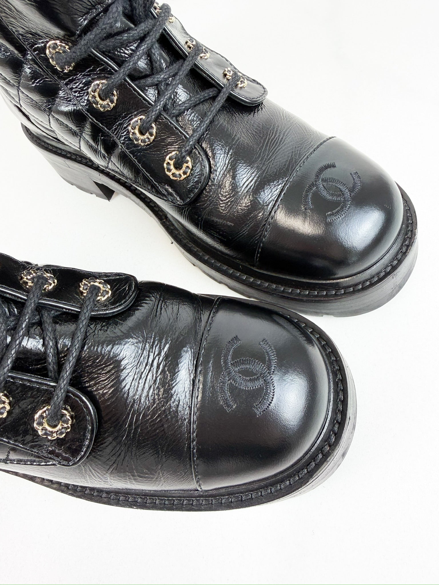 Chanel Quilted Combat Boot Size 39C