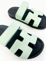 Hermes Chypre Sandals Vert Jade Epsom Size 35