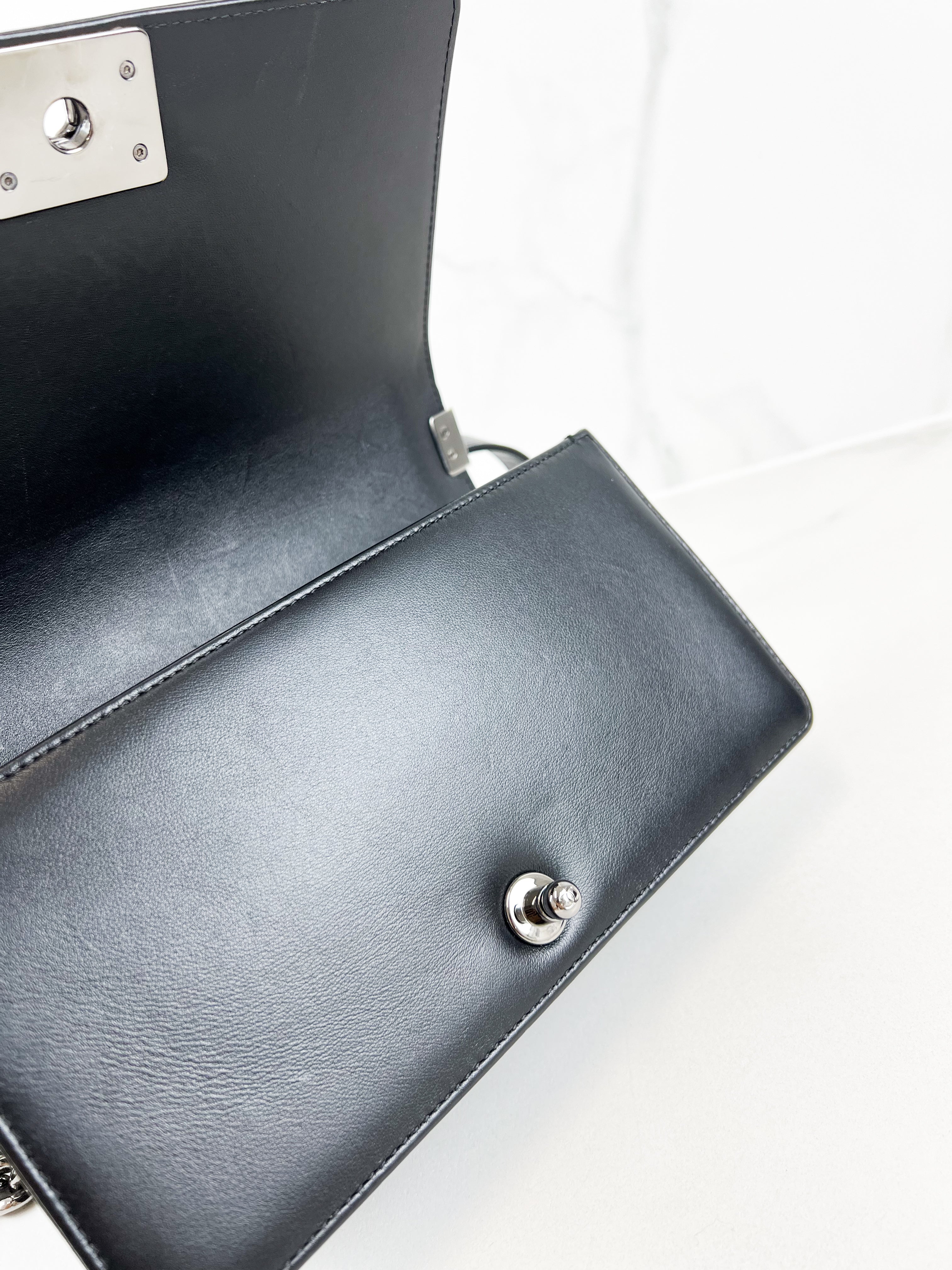 Chanel Old Medium Chevron Boy Bag with SHW