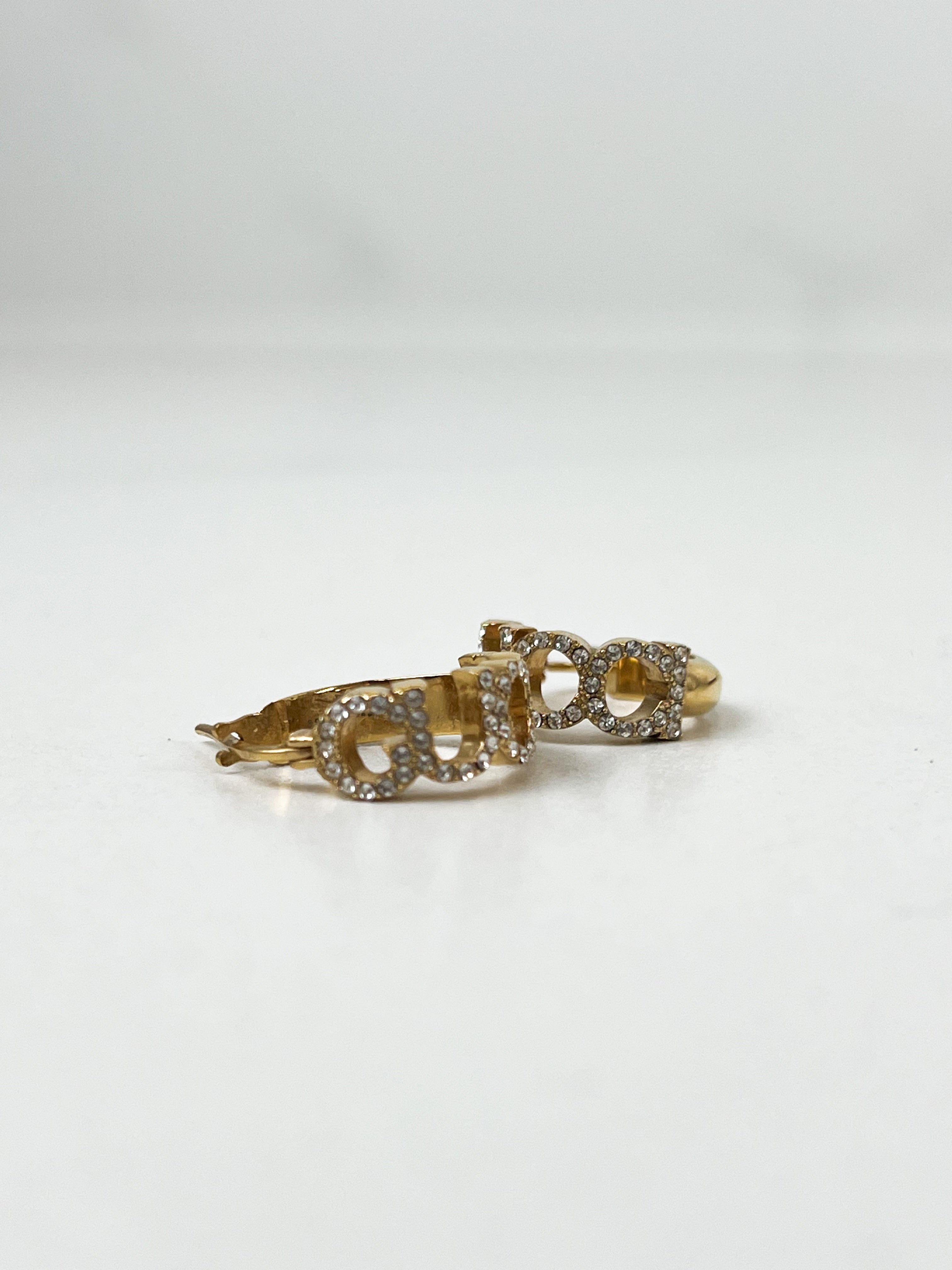 Gucci Logo GG Hoop Earrings in Gold
