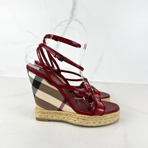 Burberry Canvas Wedge Espadrille Size 38