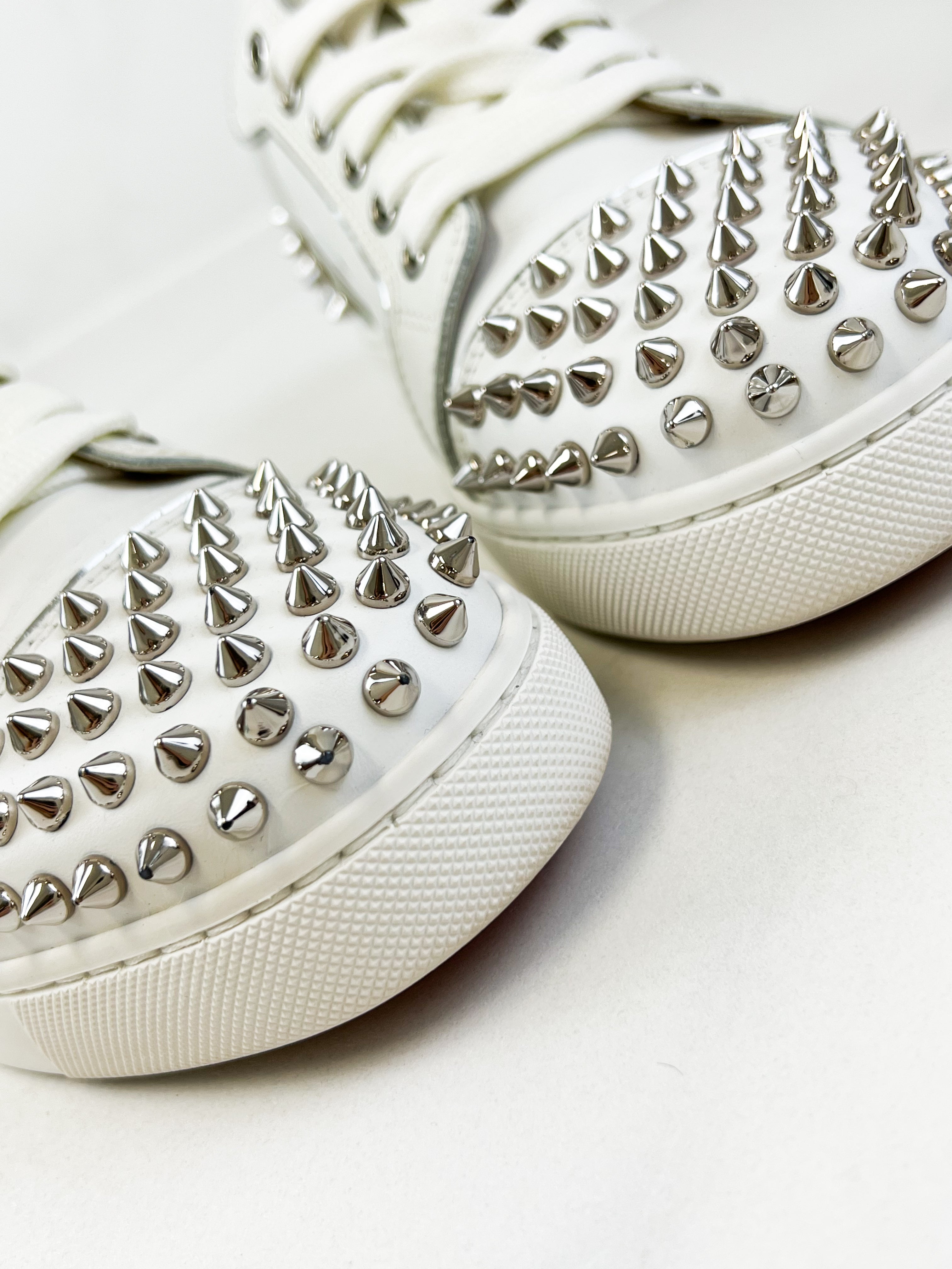 Christian Louboutin White Viera Spikes Size 37