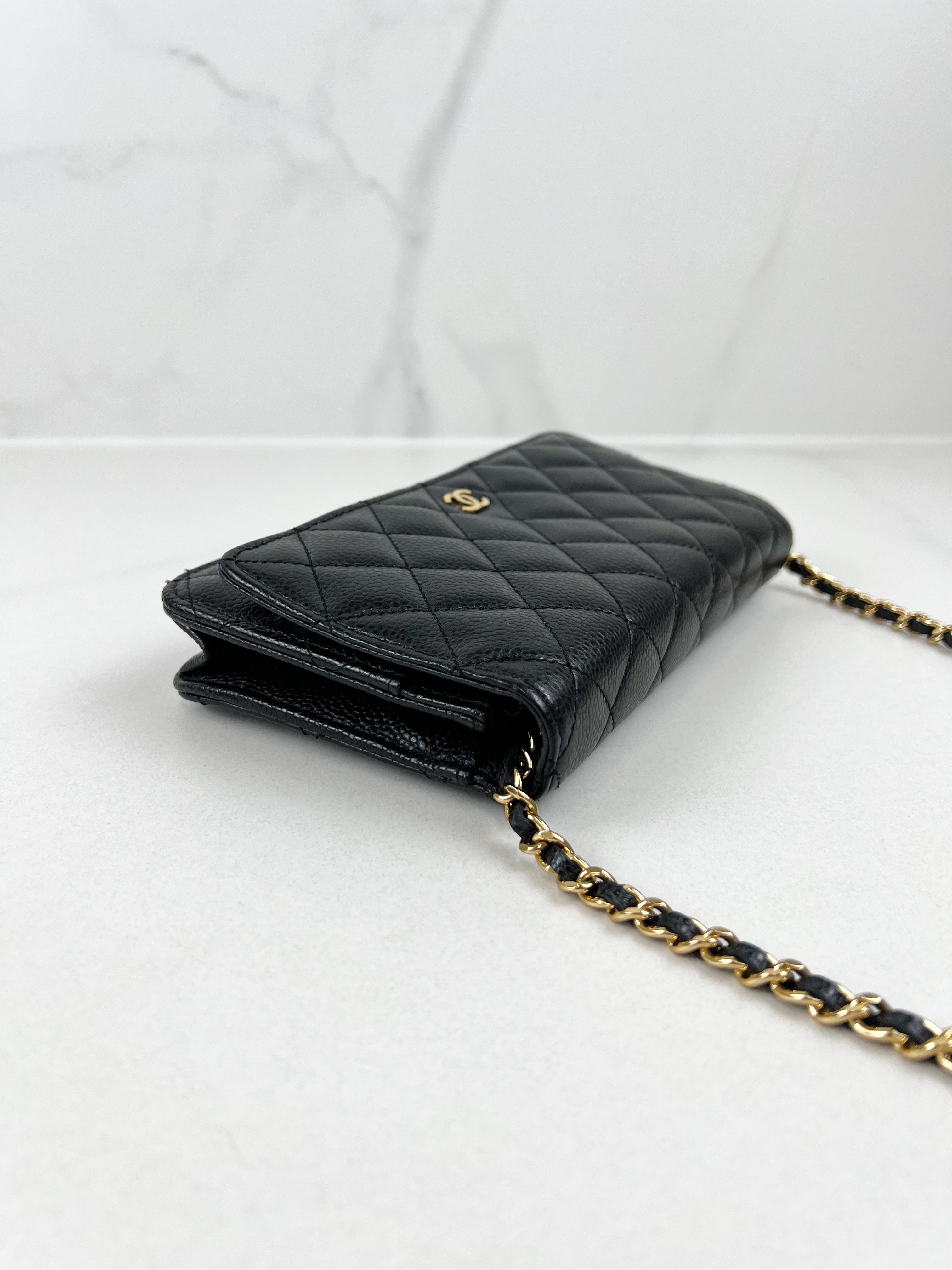 Chanel Black Classic Caviar CC WOC with GHW
