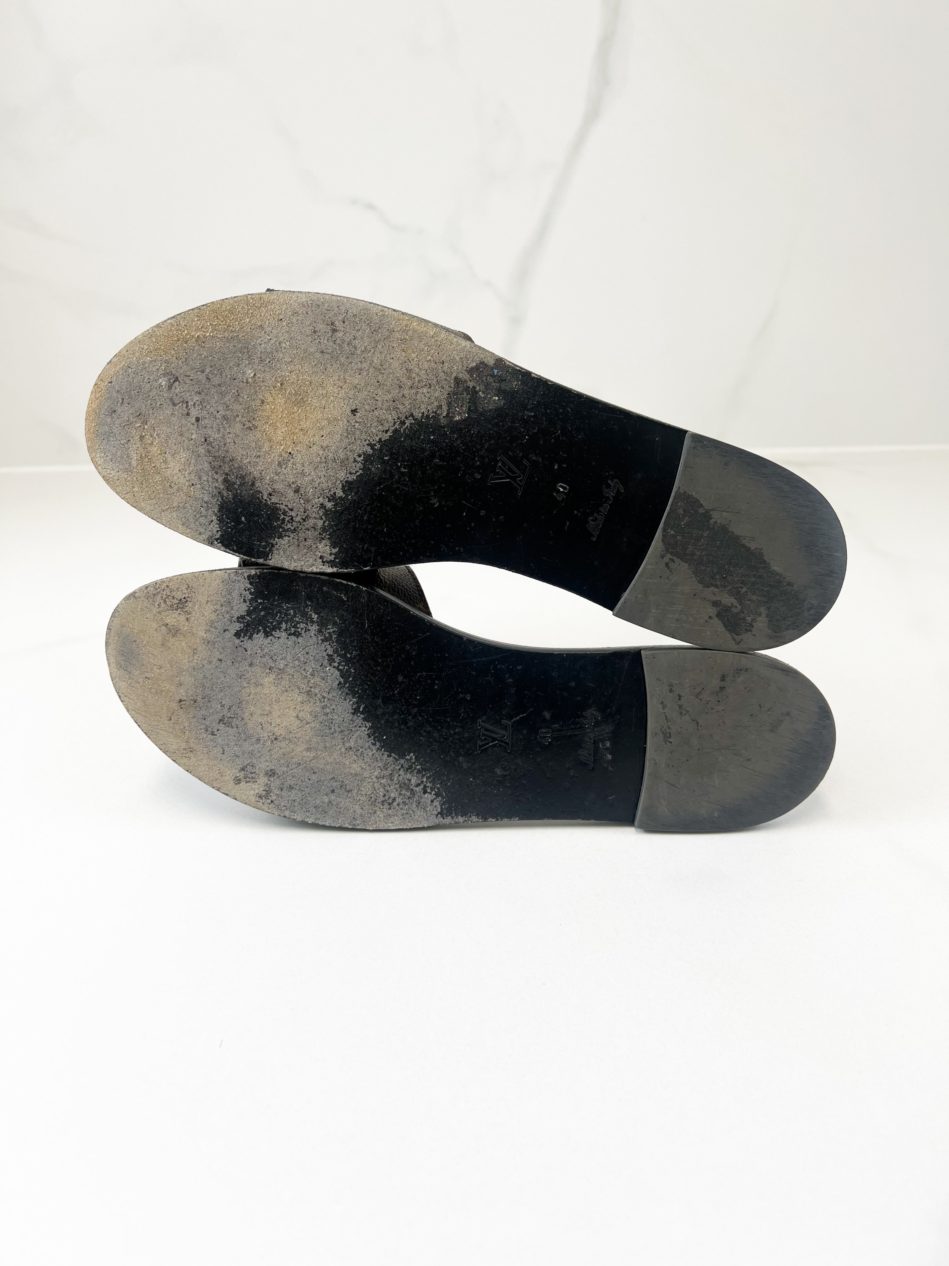 Louis Vuitton Monogram Lock It Flat Slides Size 40