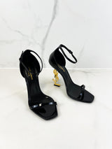 Saint Laurent Opyum Leather Black Sandal Size 40