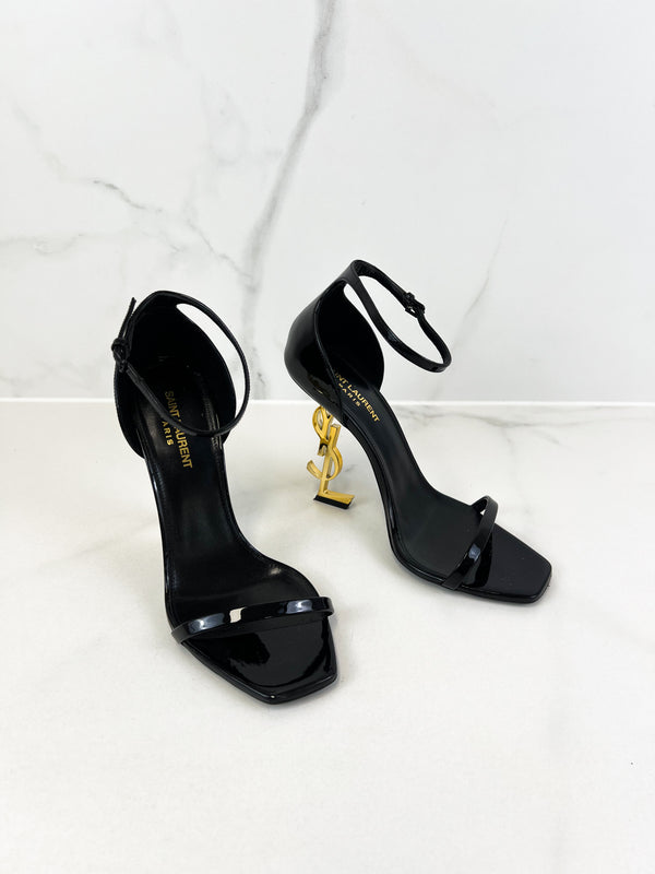 Saint Laurent Opyum Leather Black Sandal Size 40