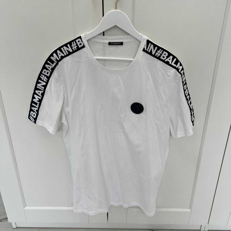 Balmain Logo Men's White T-Shirt Size XL