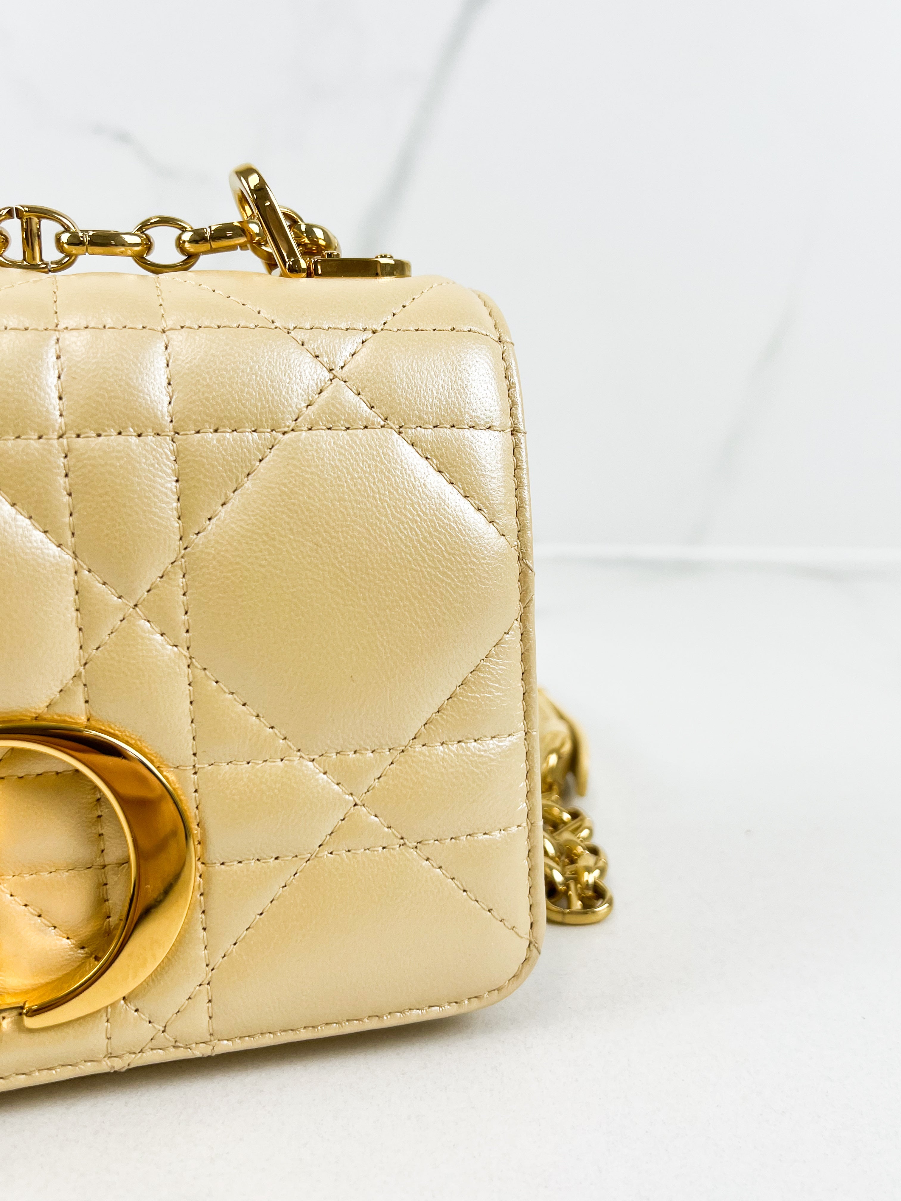 Christian Dior Medium Caro Bag in Butter with GHW