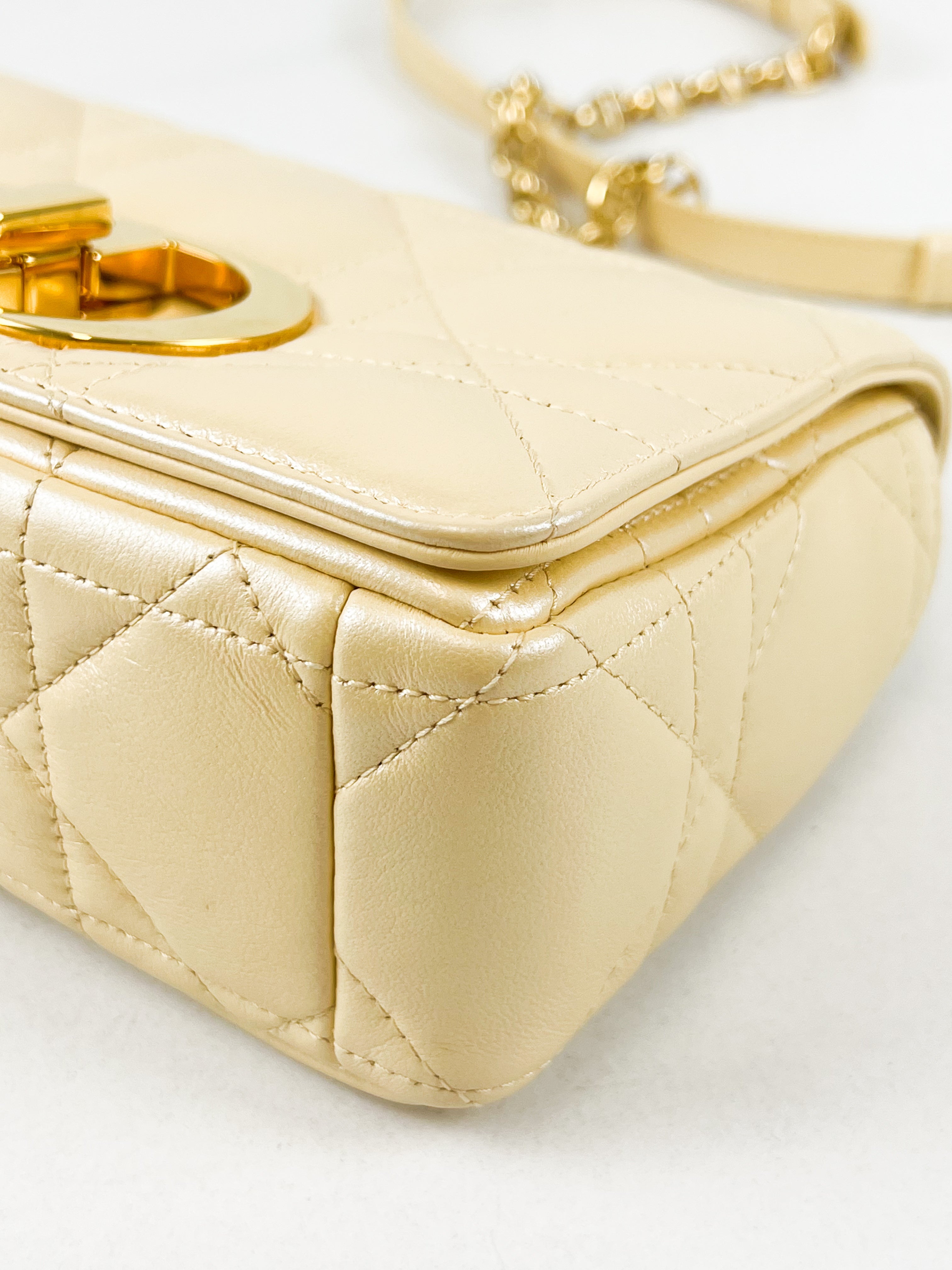 Christian Dior Medium Caro Bag in Butter with GHW