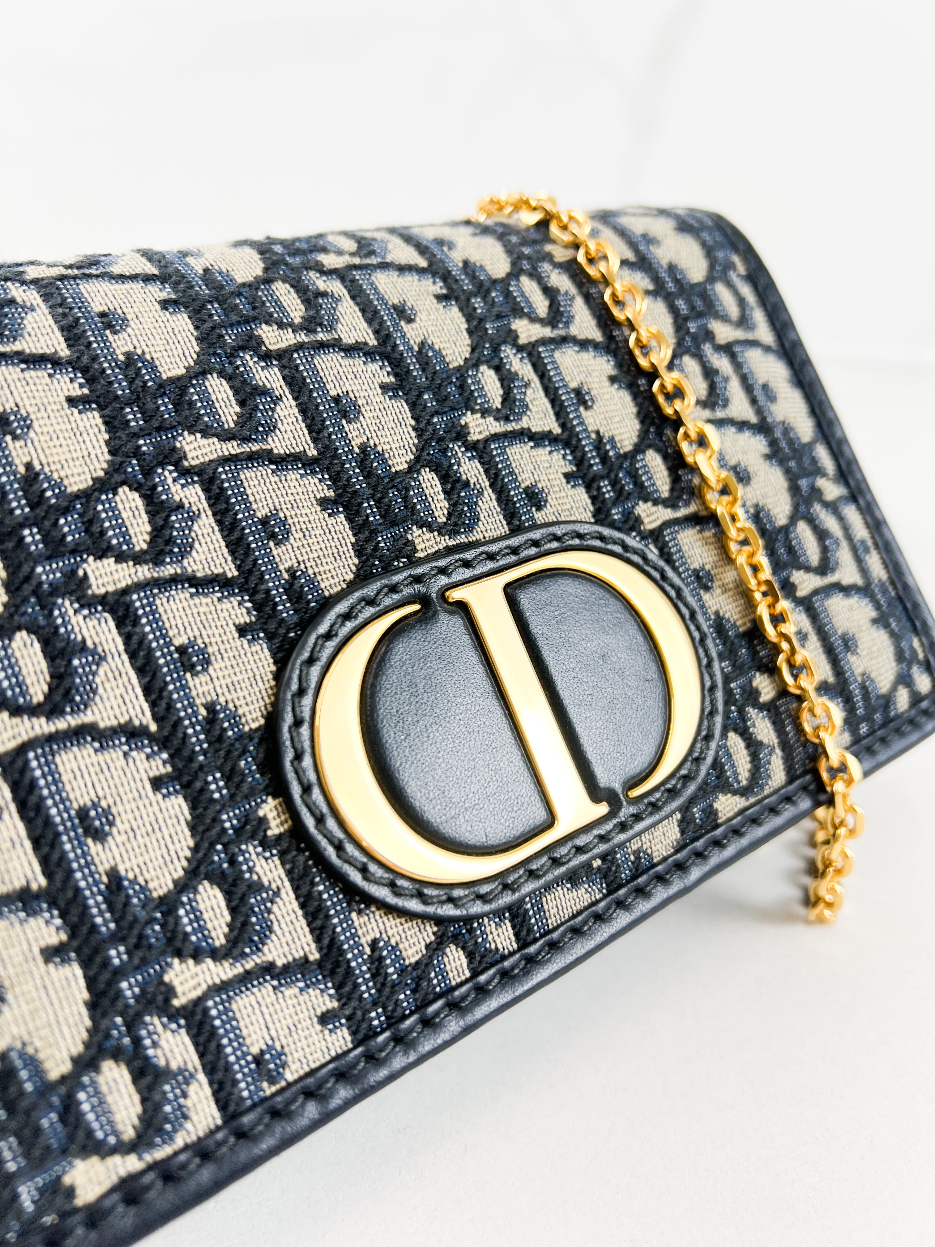 Christian Dior 2-in-1 30 Montaigne Pouch Blue Dior Oblique Jacquard