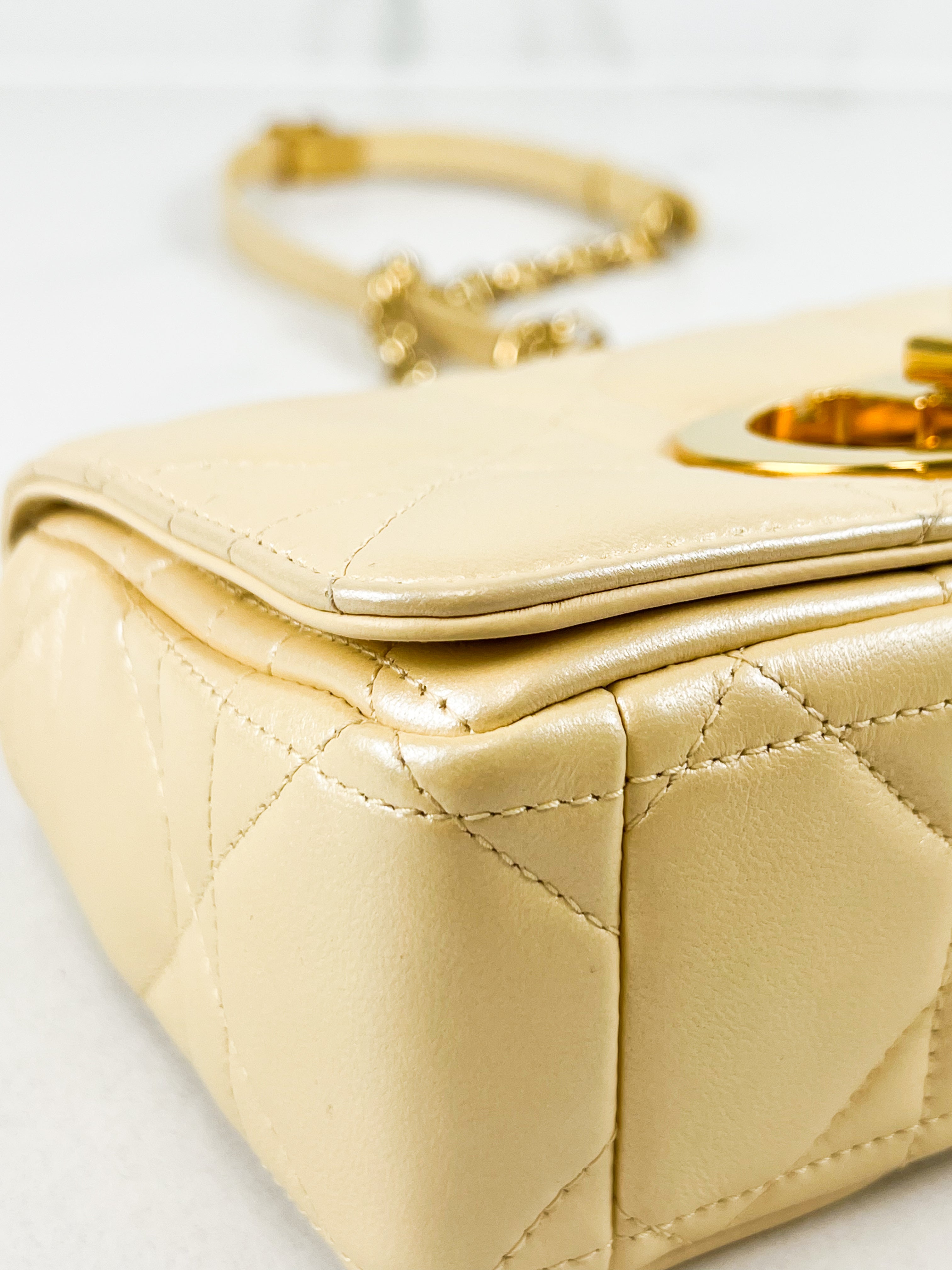 Christian Dior Medium Caro Bag in Butter with GHW