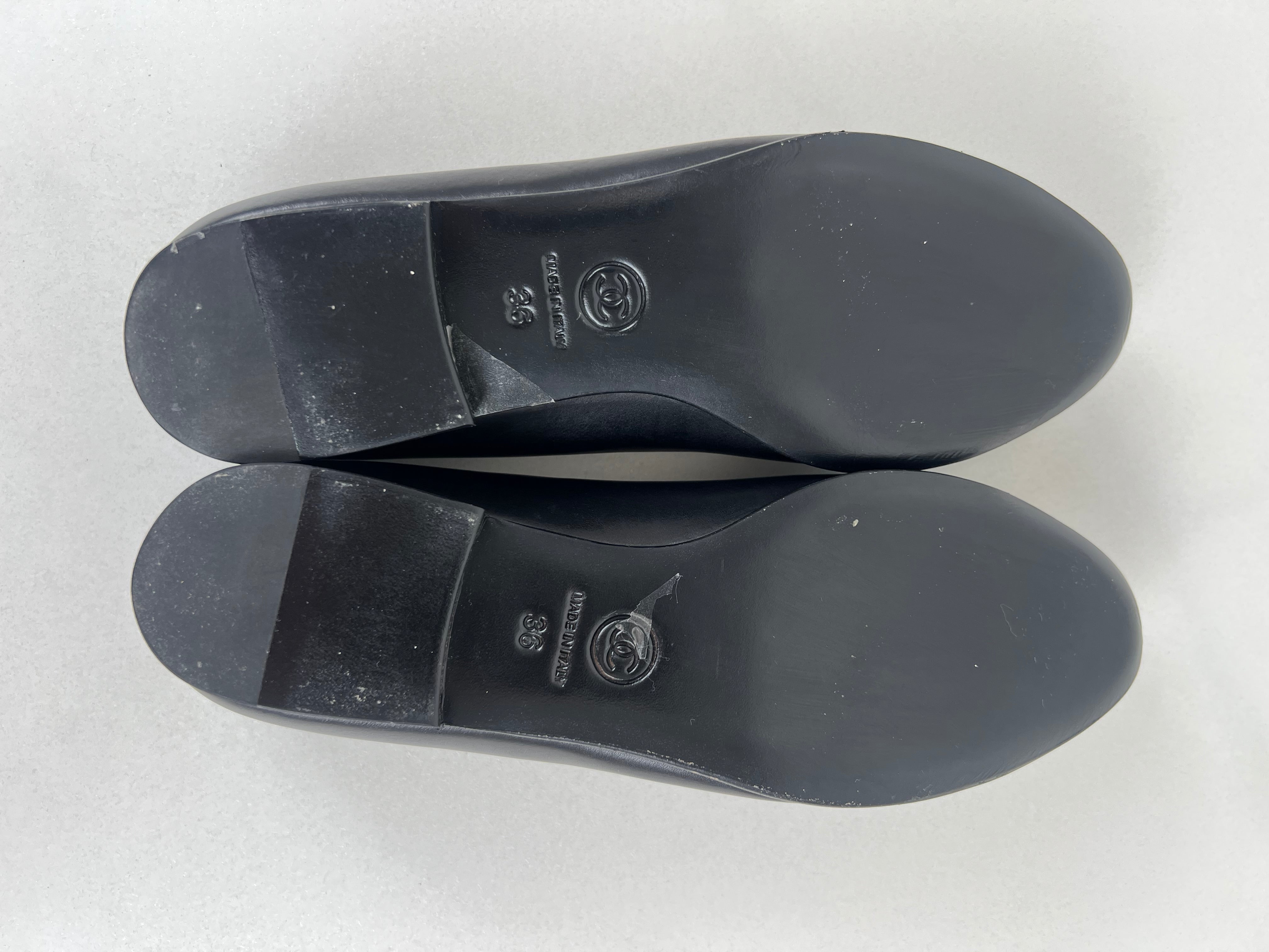 Chanel Black Leather Ballet Flat Size 36