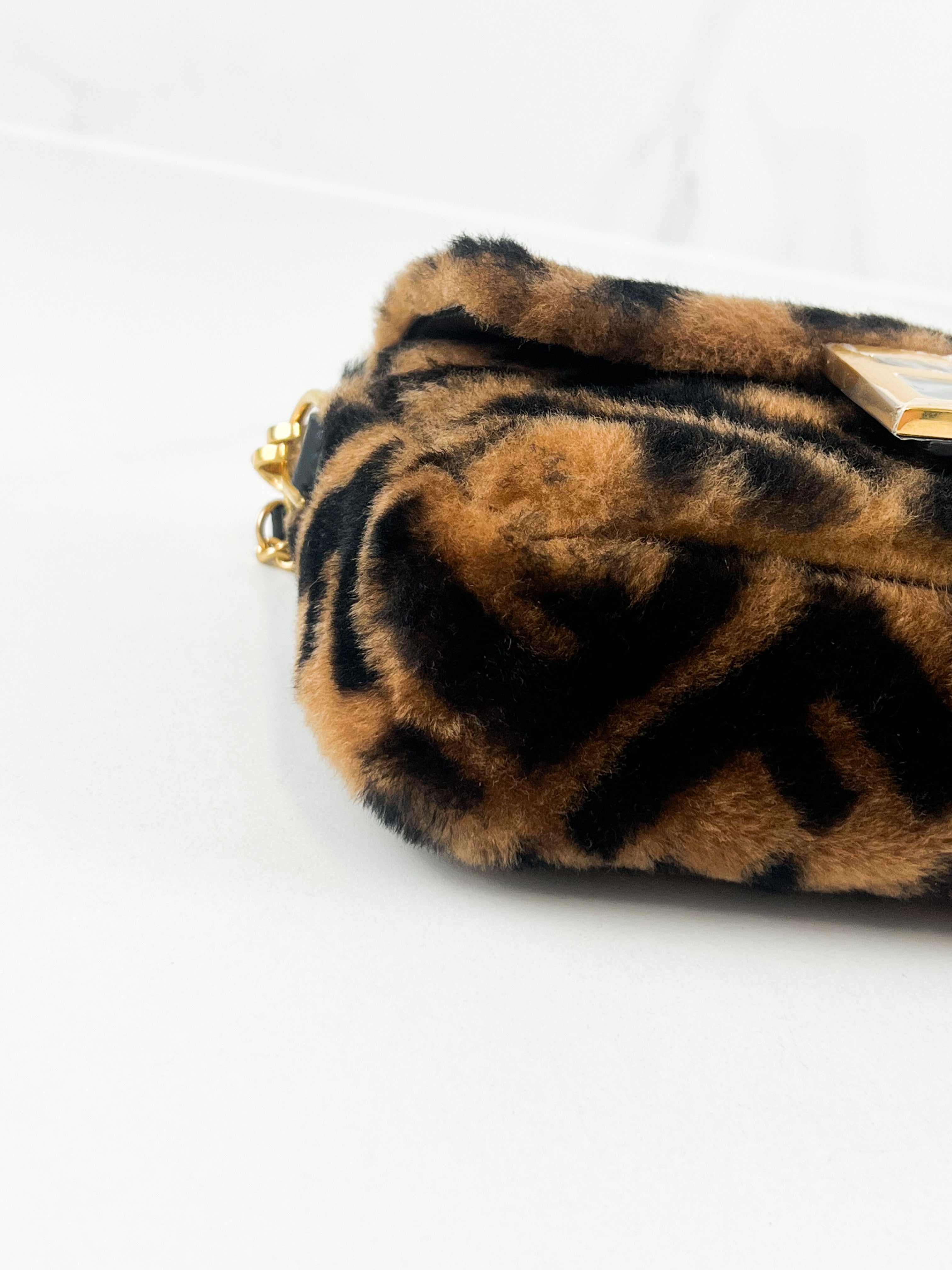 Fendi FF Baguette Shearling Mini Bag