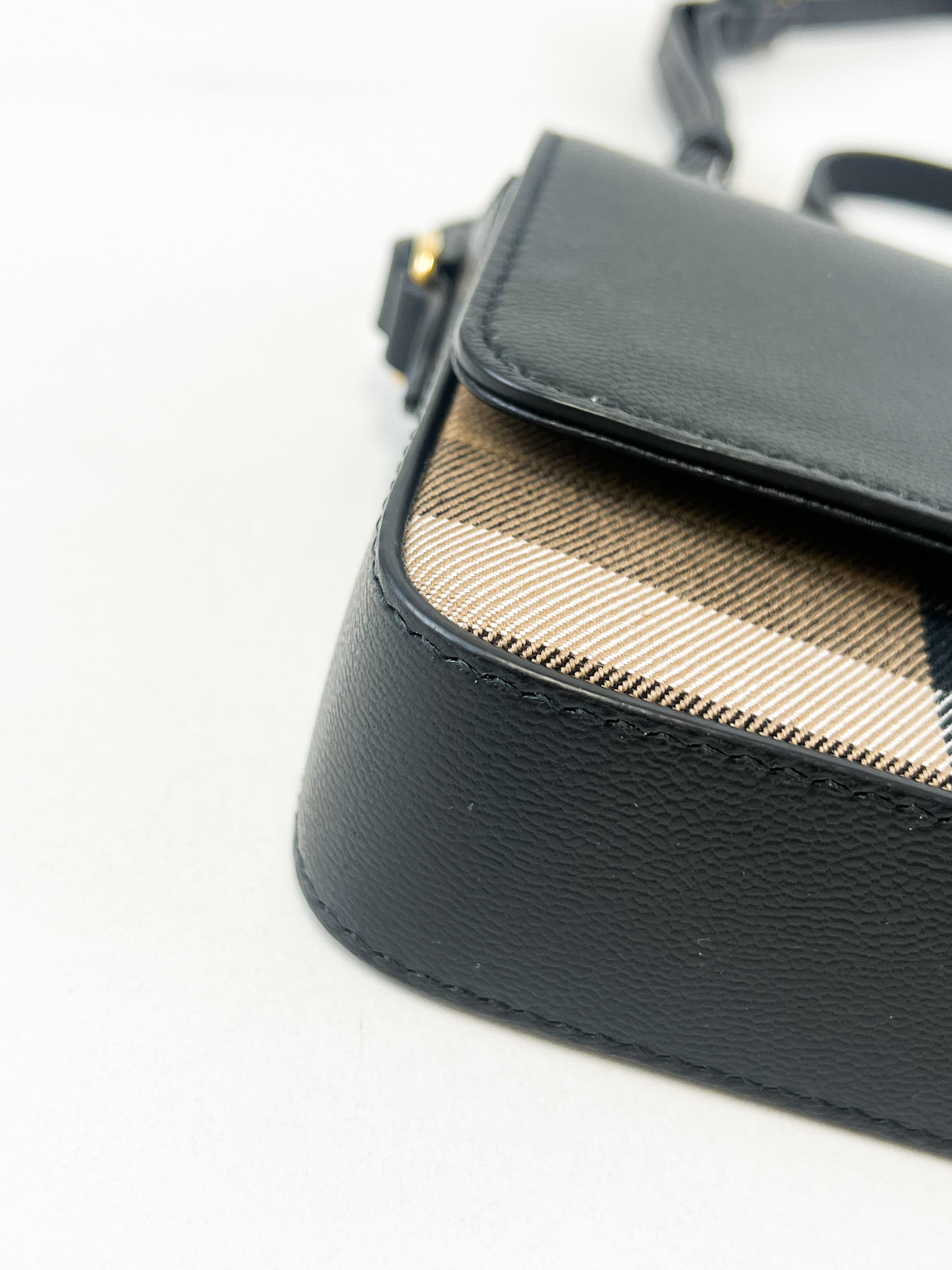 Burberry Leather and Vintage Check Note Crossbody Bag