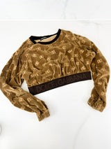 Dolce & Gabbana Logo Printed Cropped Velvet Jumper Size 44