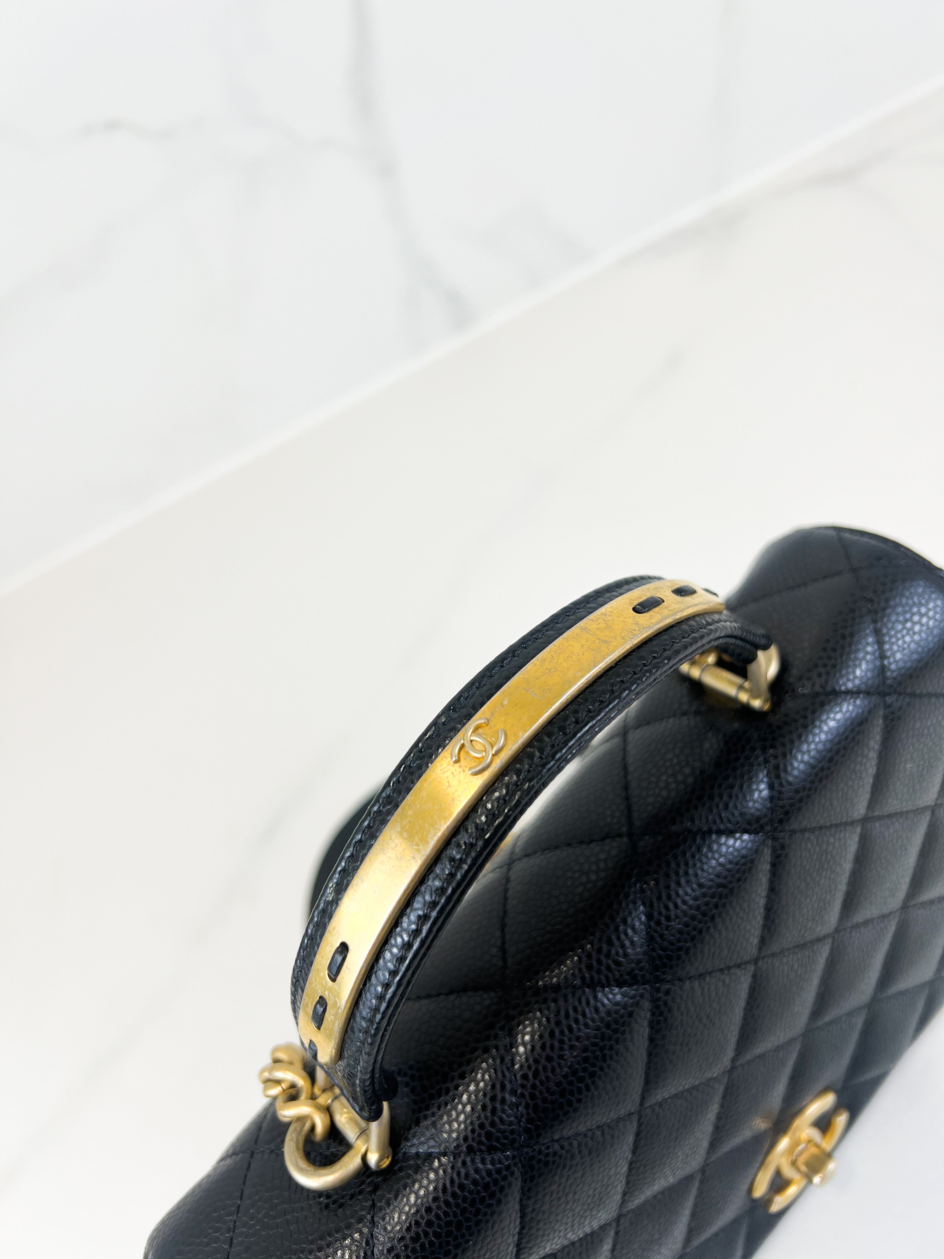 Chanel Caviar Top Handle Flap Shoulder Bag
