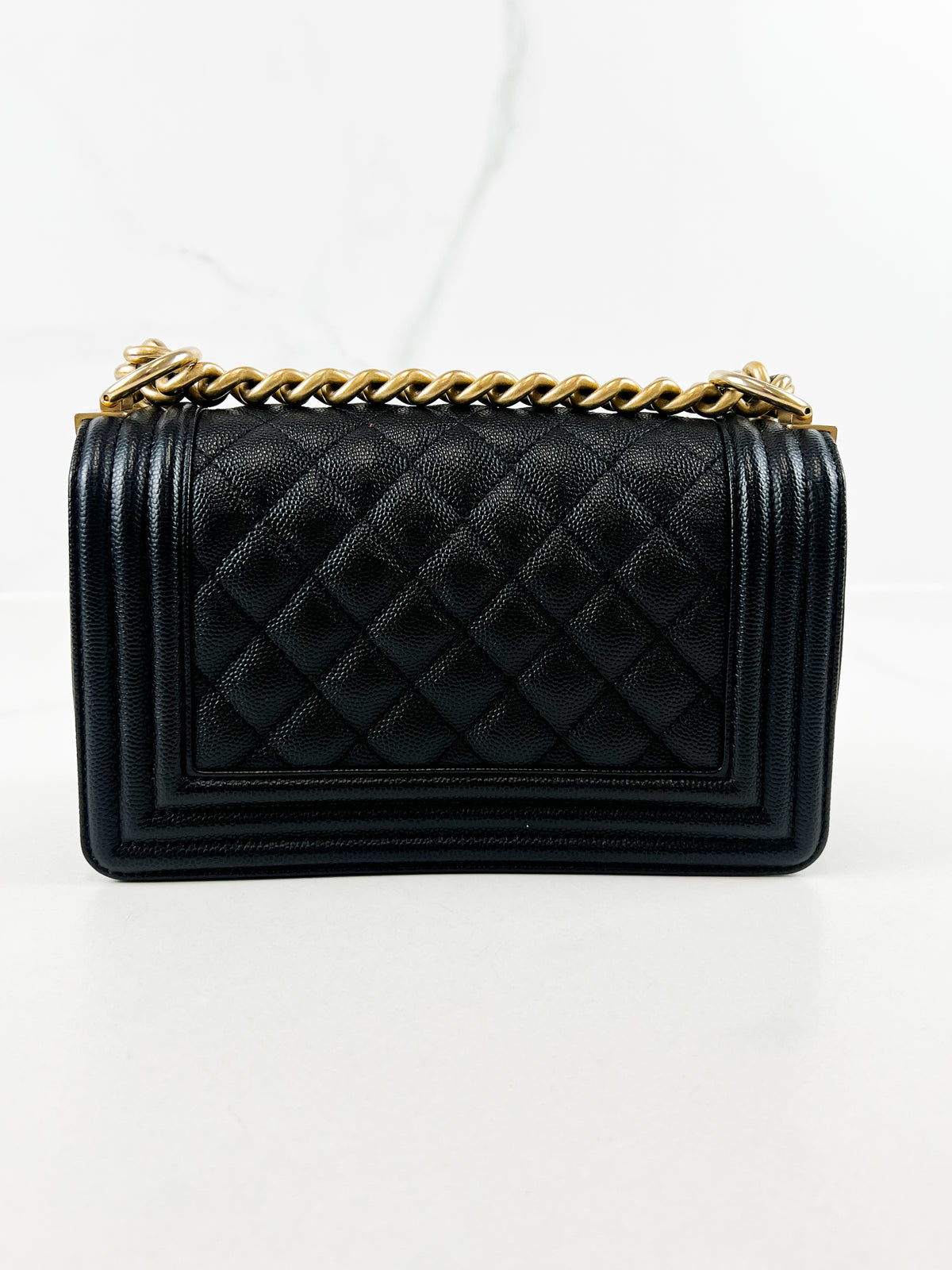 Chanel Small Quilted Caviar Boy Bag with Gold Hardware