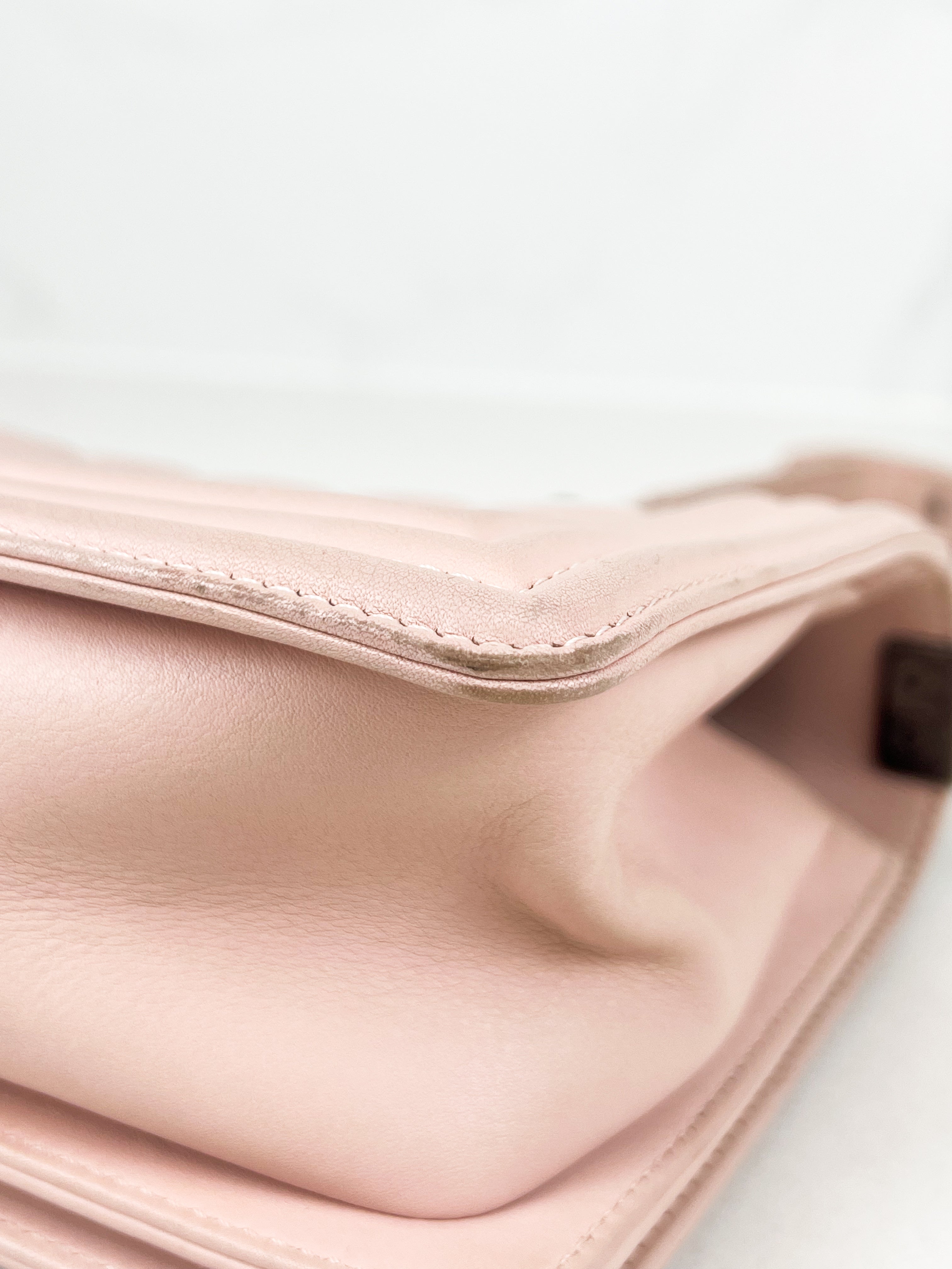 Chanel Old Medium Boy Bag in Pink Quilted Calfskin with Ruthenium Hardware