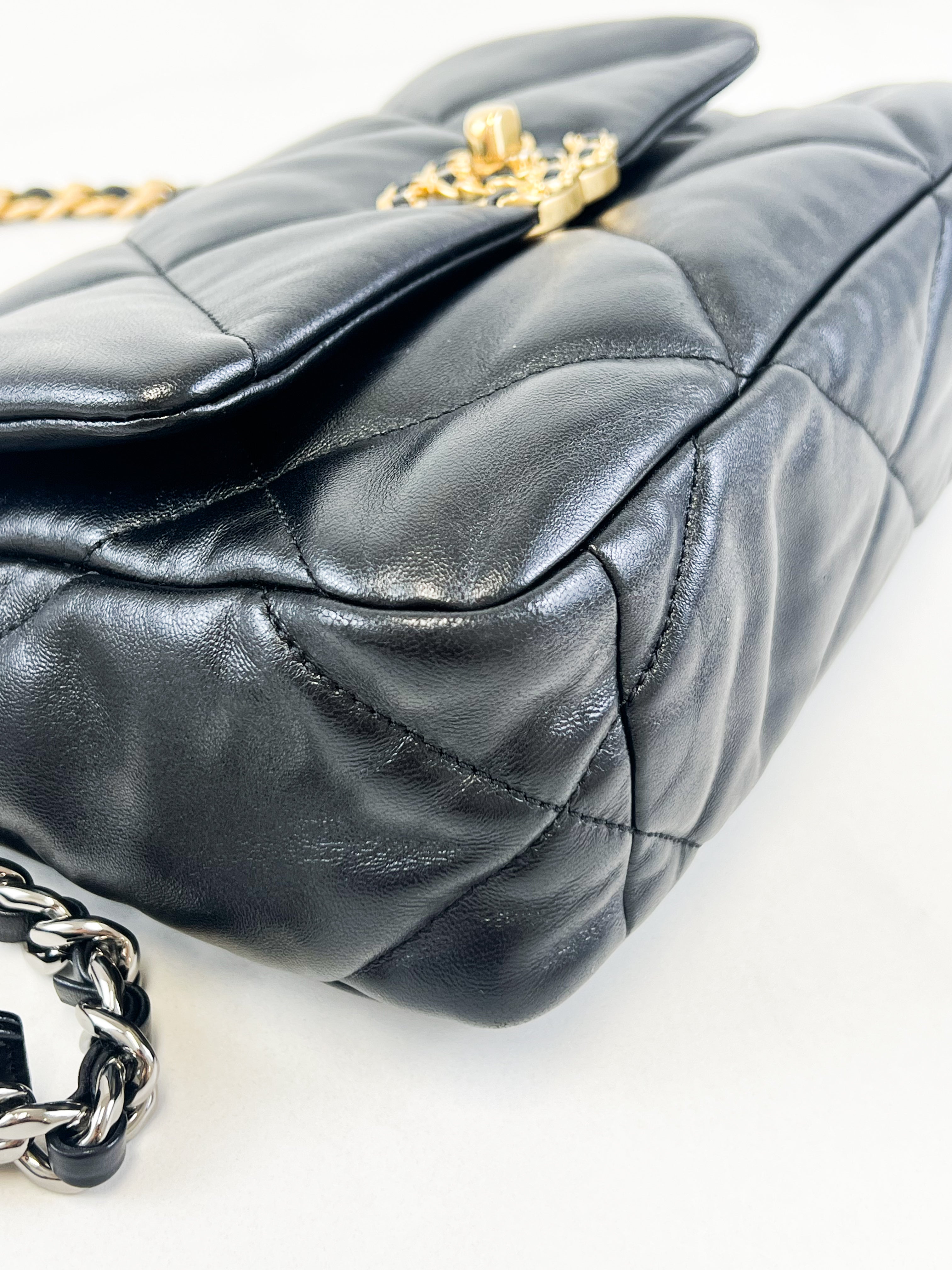 Chanel Black Small Lambskin 19 with Gold & Silver Tone Hardware