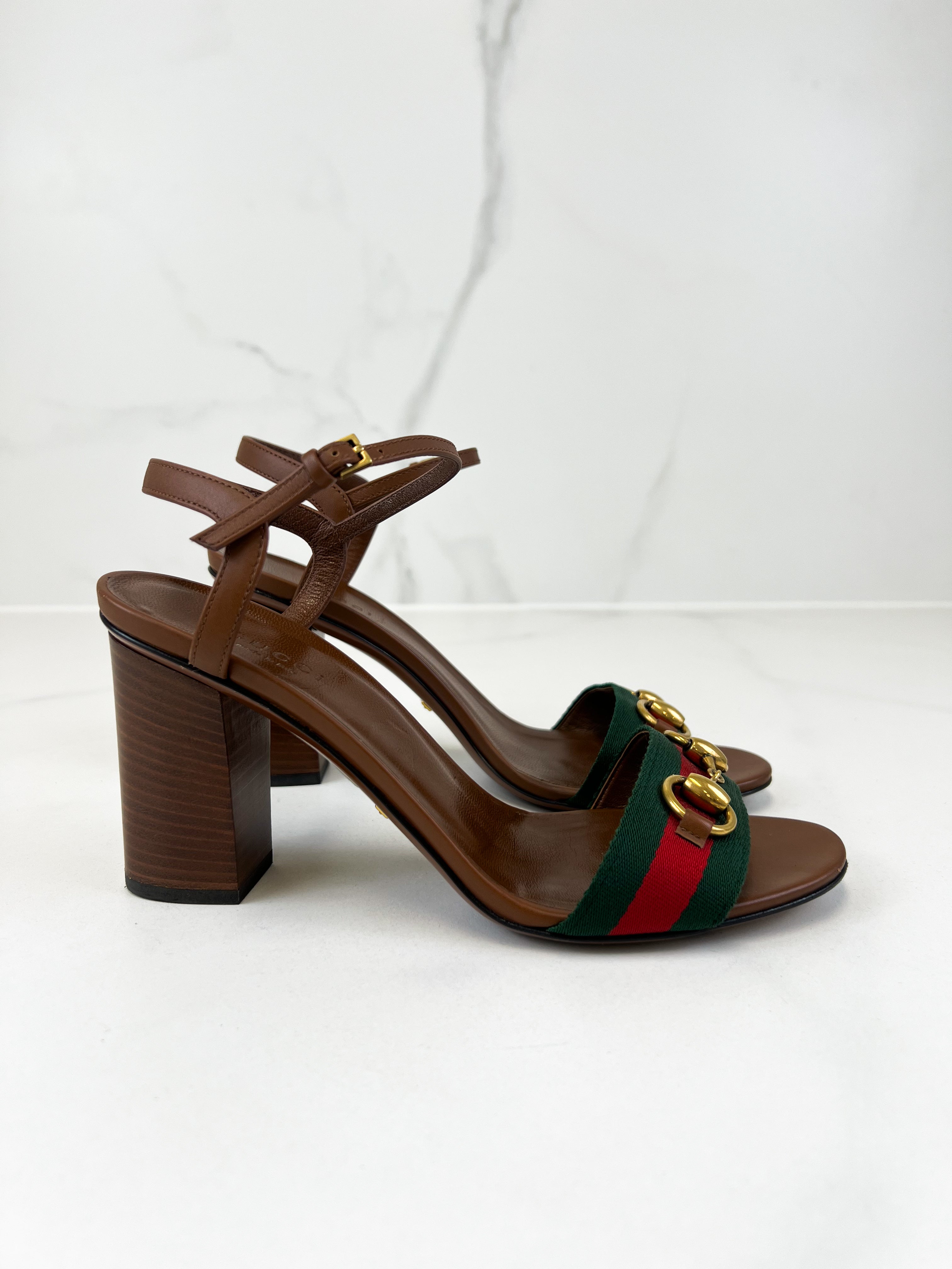 Gucci Horsebit Leather Heel Sandal 90mm Size 37