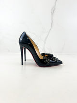 Christian Louboutin Black Patent Madame Menule 100 Pump Size 35.5