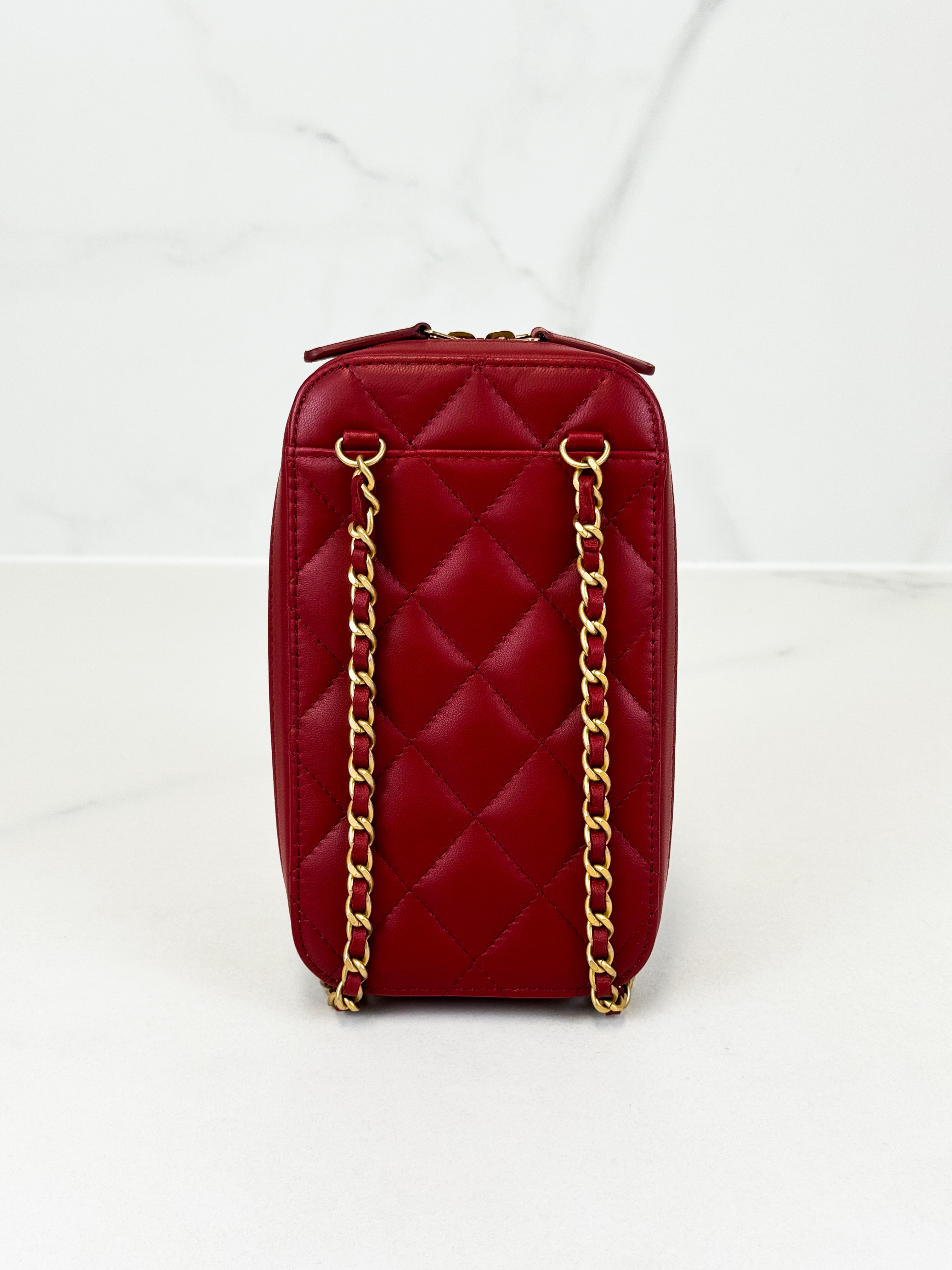 Chanel Lambskin Matelasse Chain Crossbody Phone Holder
