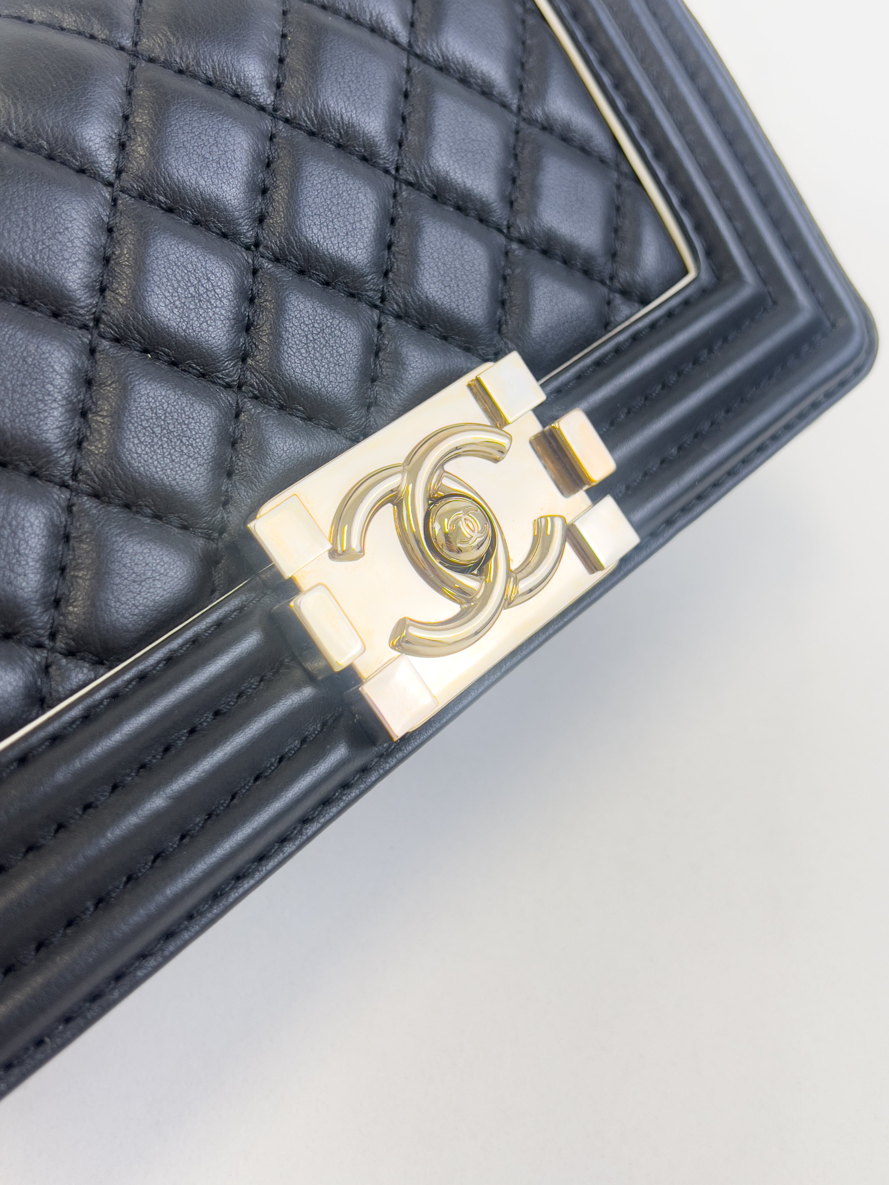 Chanel Top Handle Small Black Boy Bag with GHW