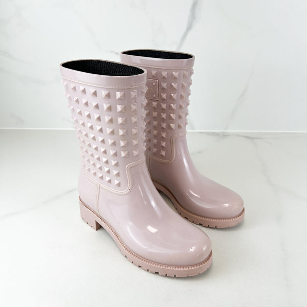 Valentino Rockstud Pink Studded Gumboots Size 37