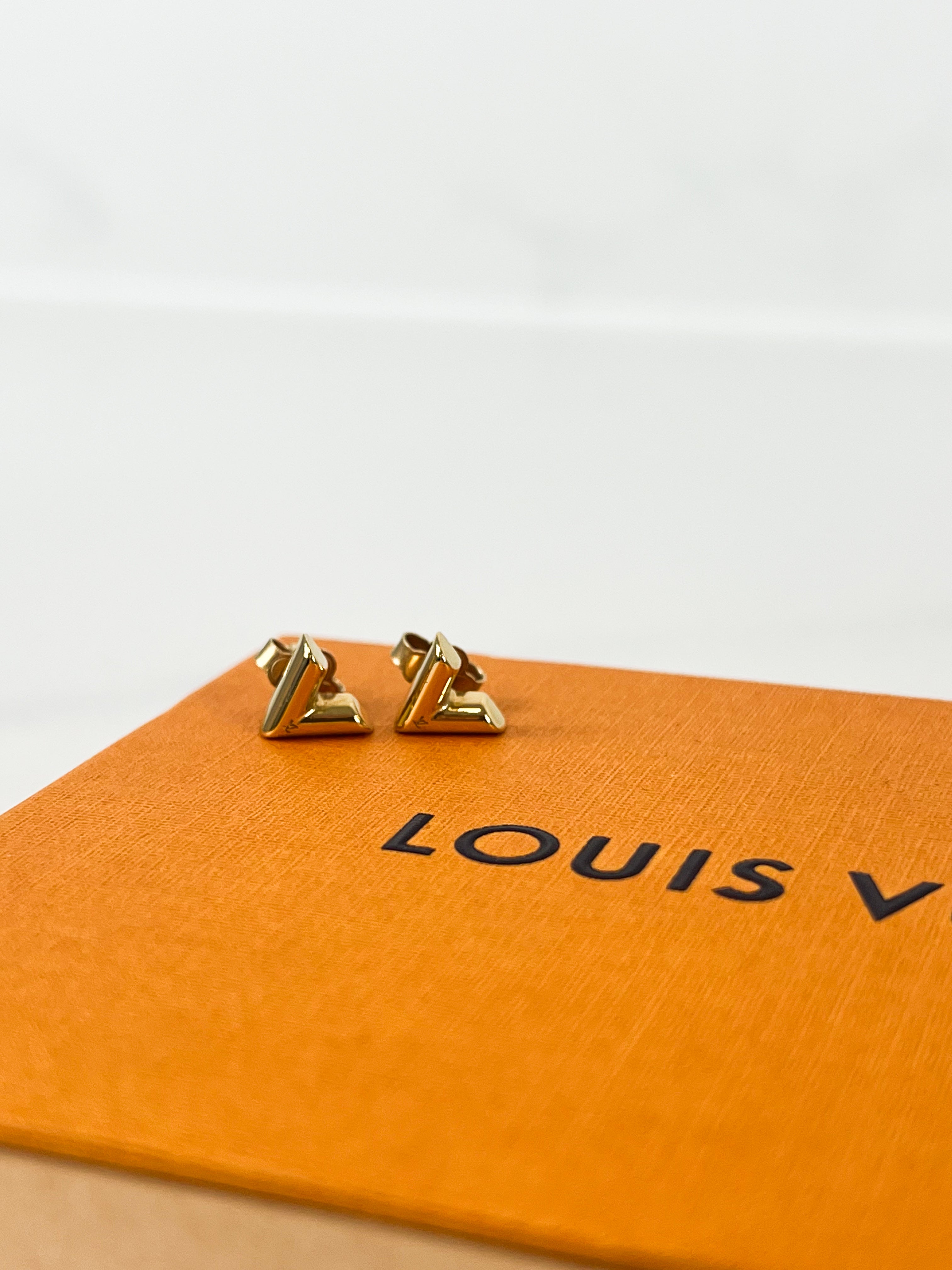 Louis Vuitton Gold Essential V Stud Earrings