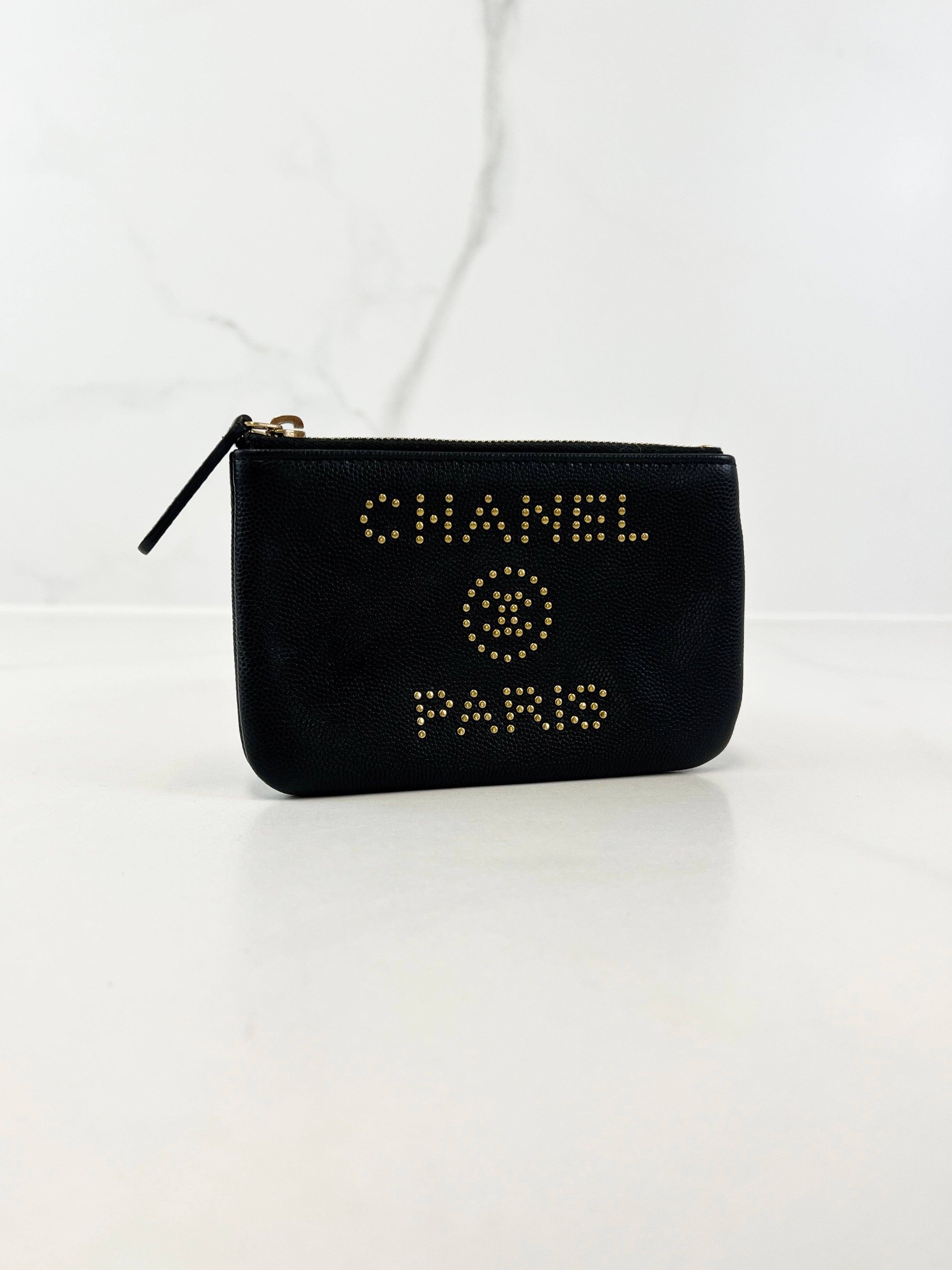 Chanel Leather Black CC Zip Coin Pouch