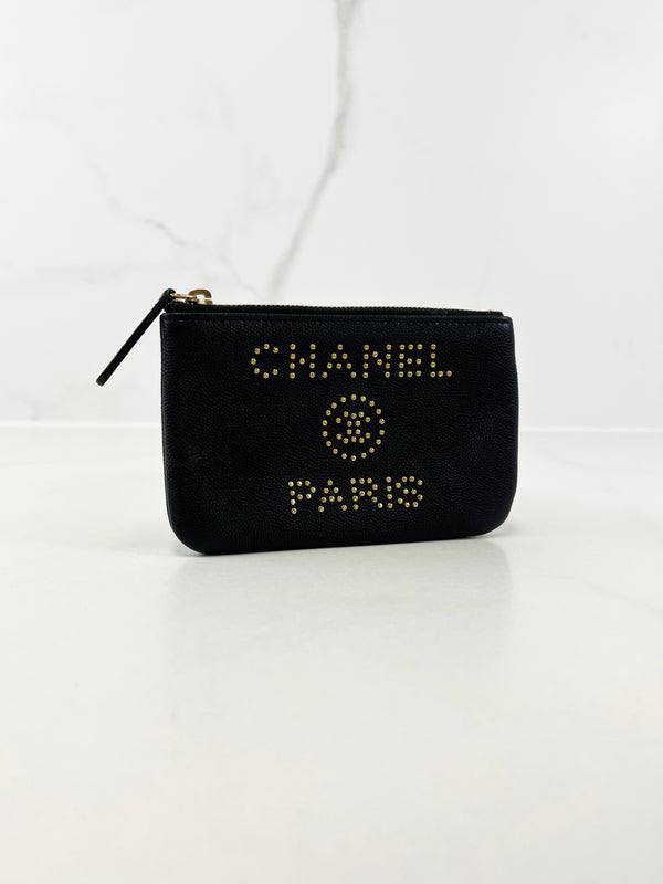 Chanel Leather Black CC Zip Coin Pouch