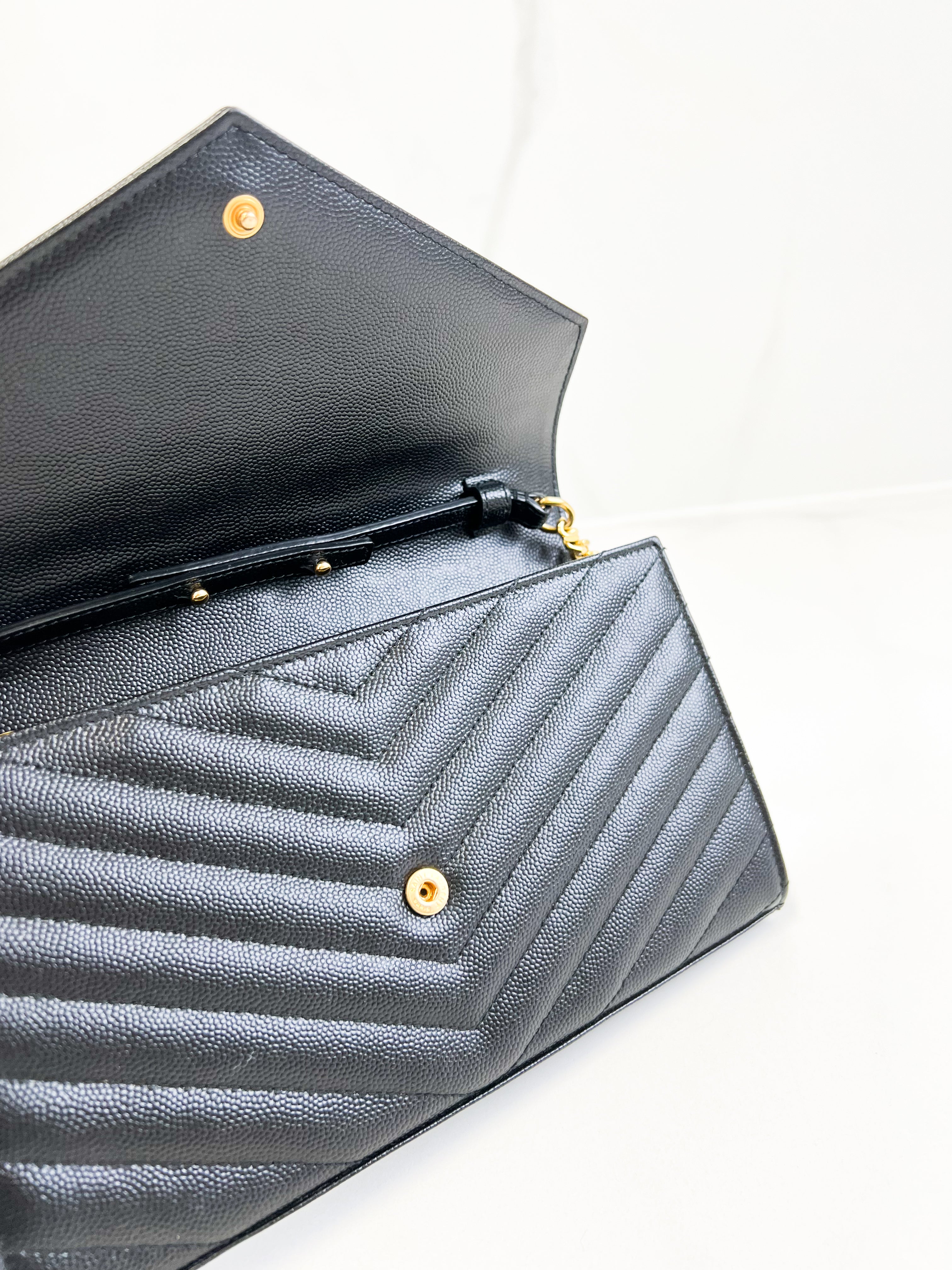 Saint Laurent Black Cassandre Chain WOC with GHW