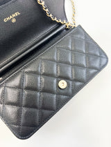 Chanel CC Caviar Black Classic Phone Holder WOC