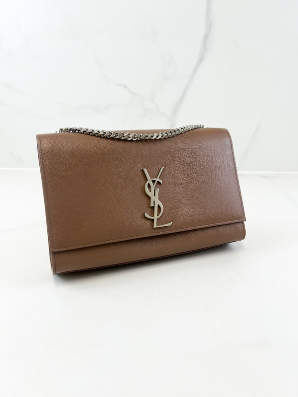 Saint Laurent Taupe Kate Medium Chain Bag with SHW
