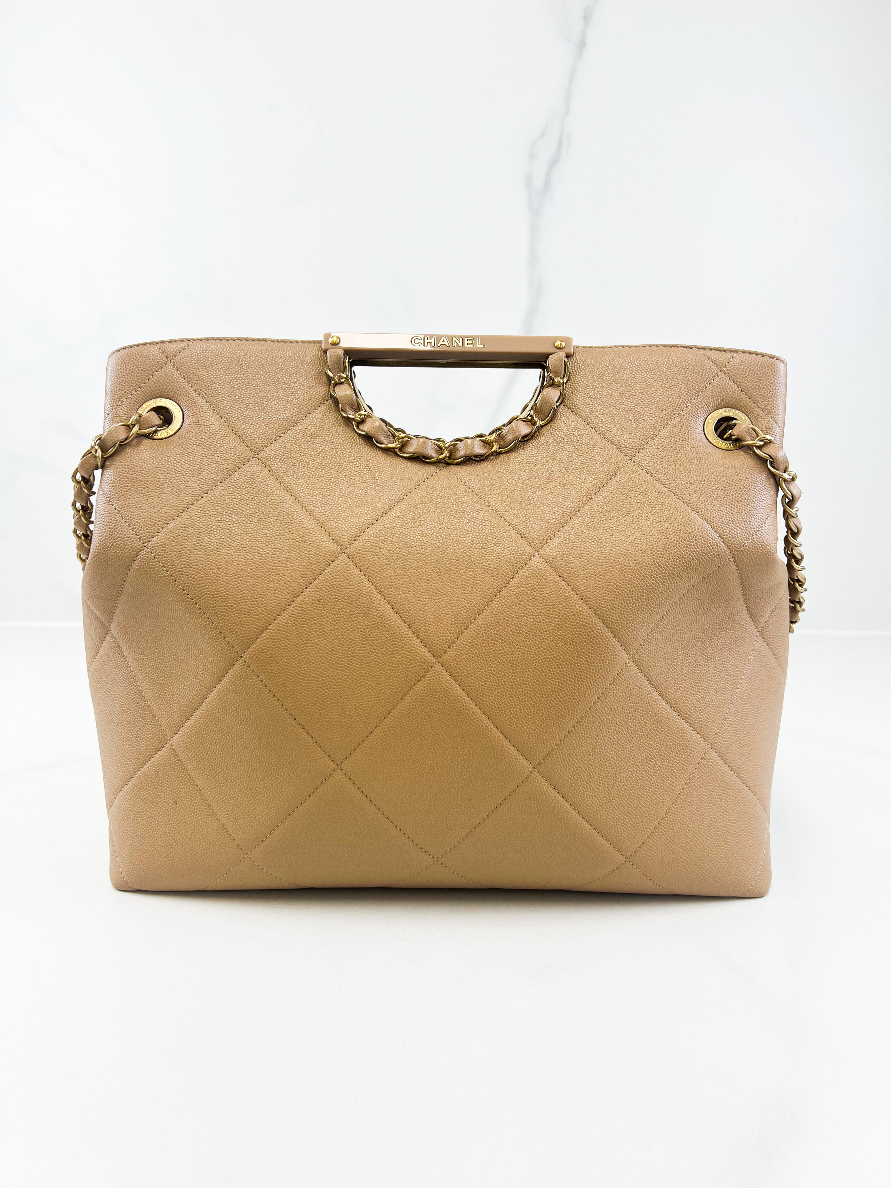 Chanel Beige Caviar Shoulder Bag
