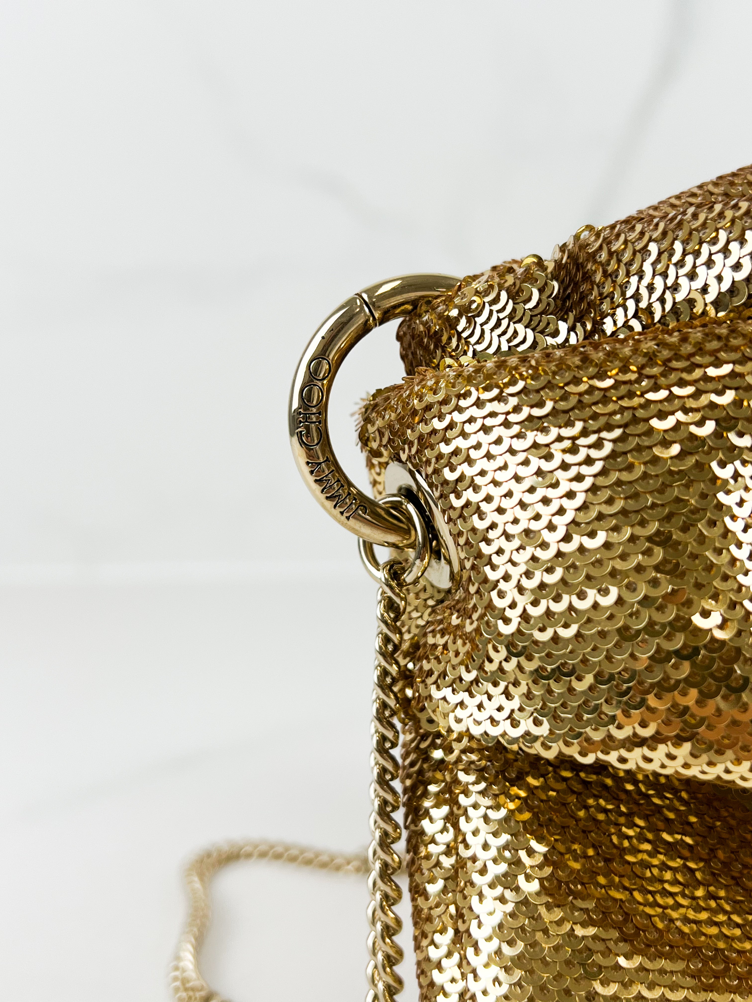Jimmy Choo Bonny Sequin Crossbody Bag in Gold