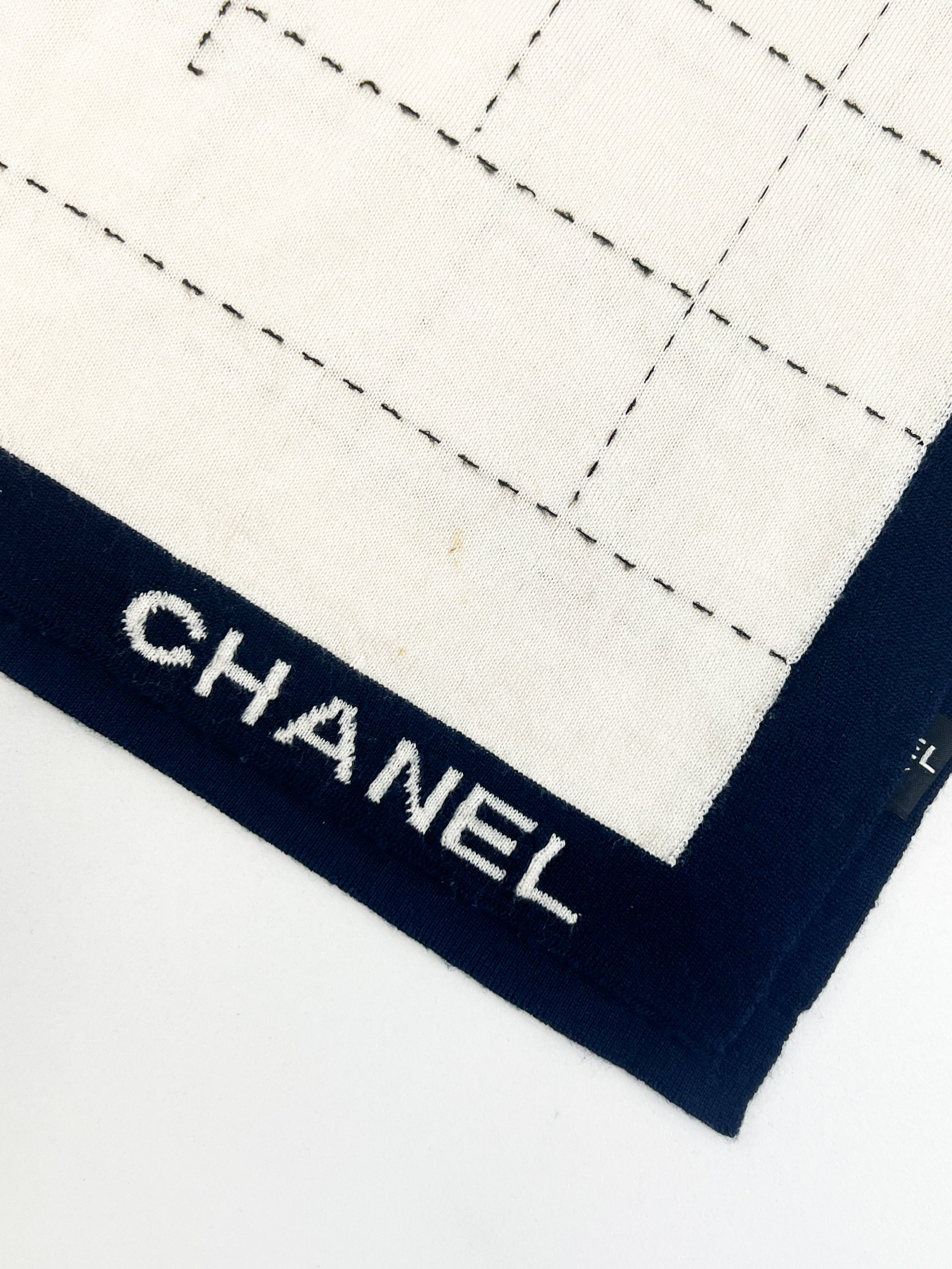 Chanel Quilted Classic Wool and Silk Two-tone Scarf